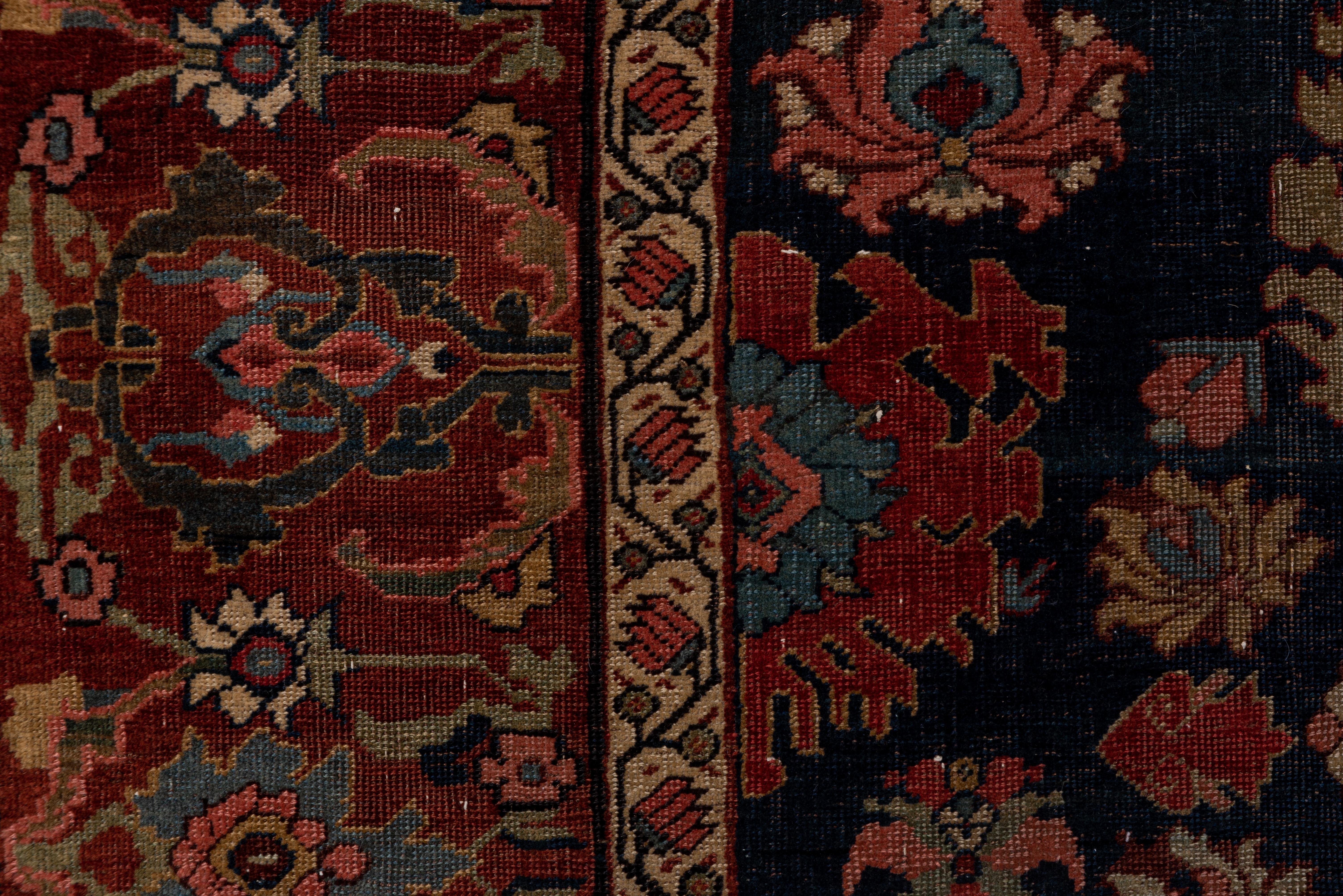 Antique Tribal Persian Bidjar Carpet, Navy Field, 1890s, Stunning Carpet For Sale 2