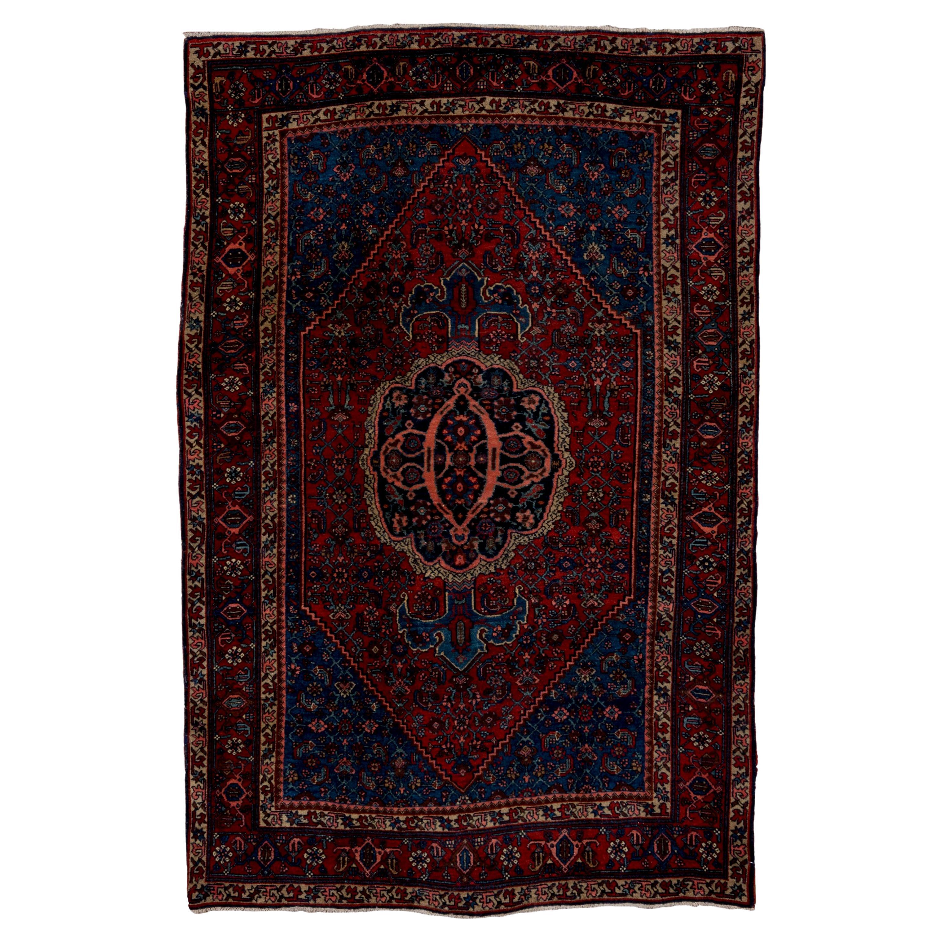 Antique Tribal Persian Bidjar Rug, Dark and Rich Tones, circa 1930s For Sale