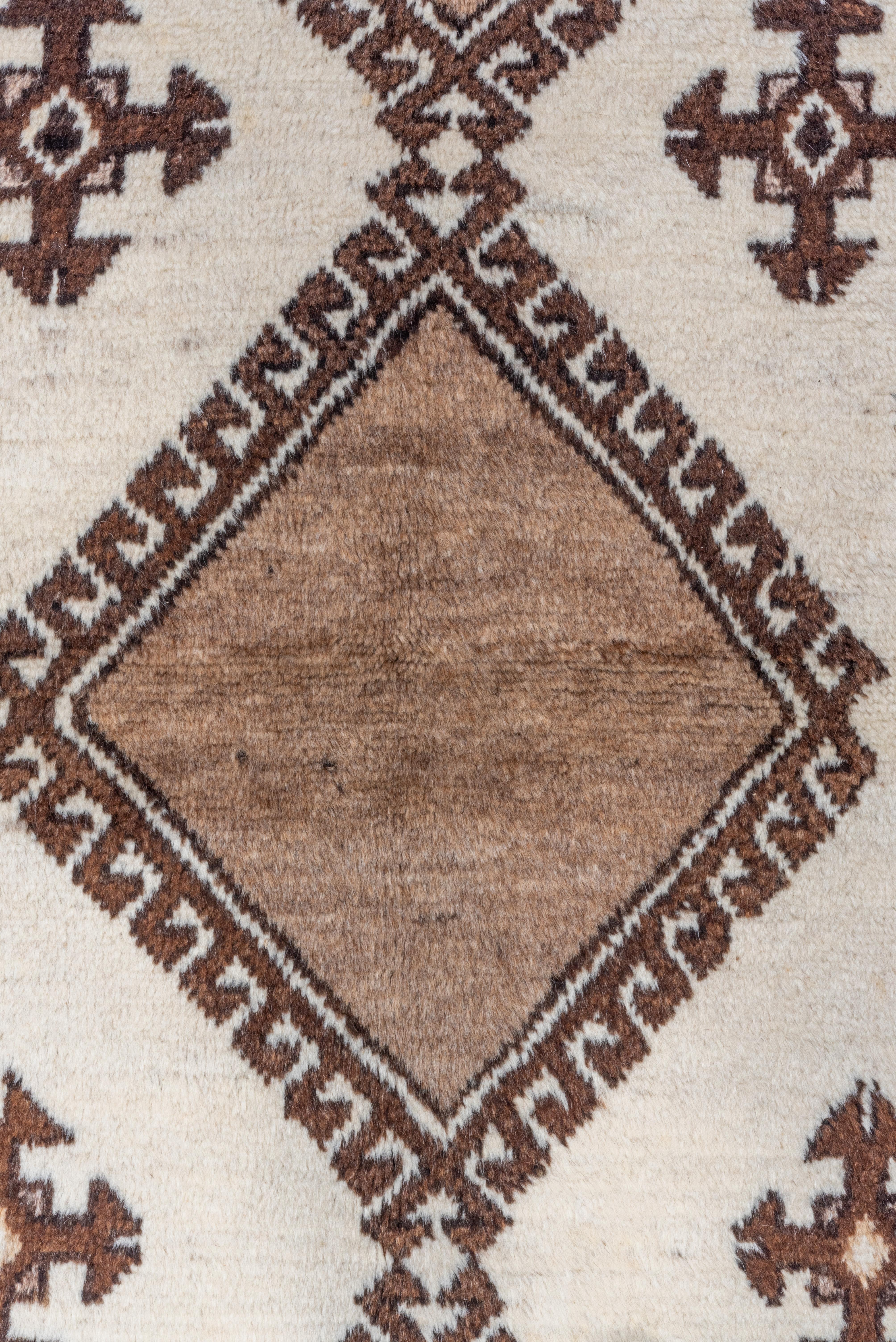 Antique Tribal Persian Gabbeh Rug, Cream Field with Brown Diamonds In Good Condition For Sale In New York, NY