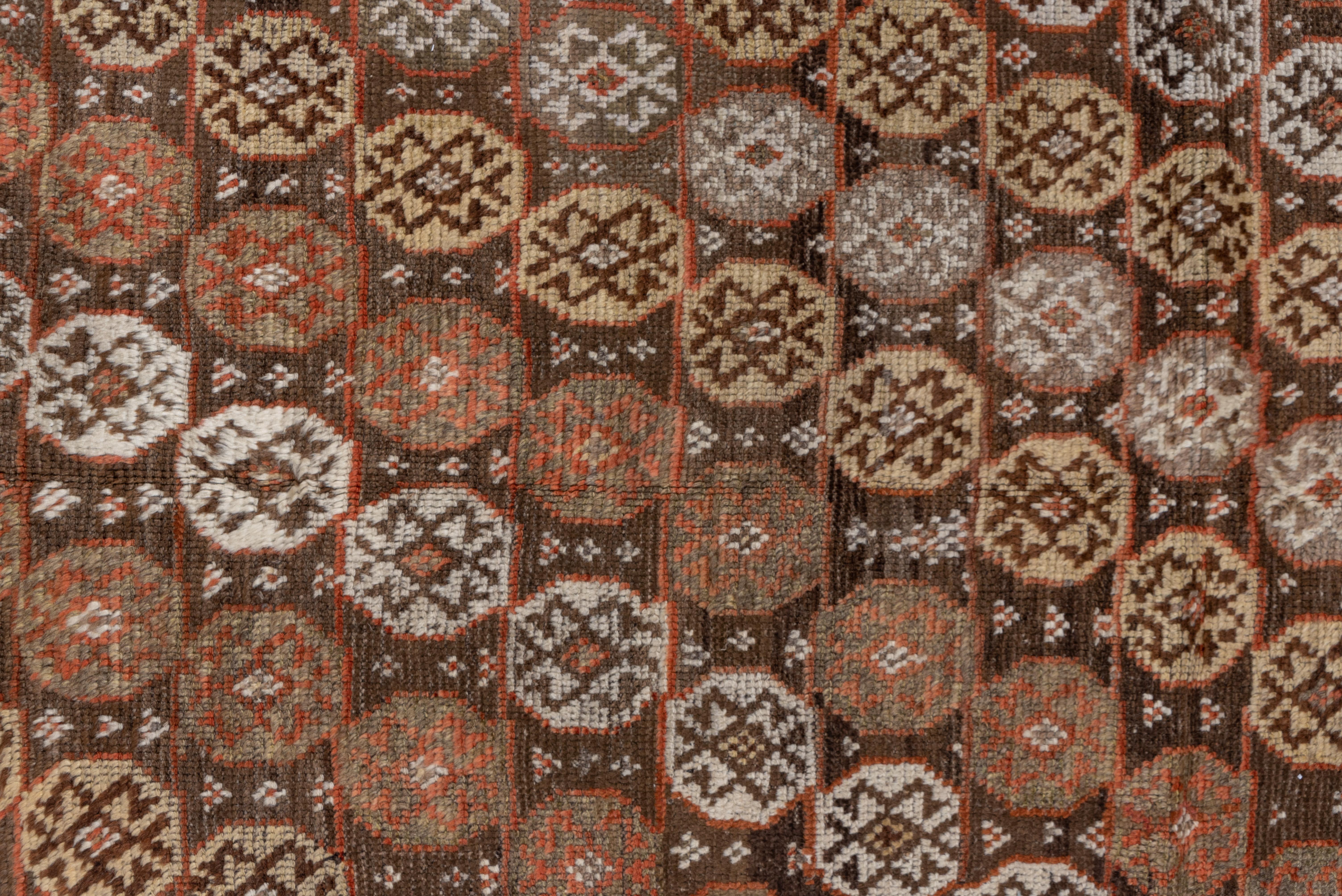 Early 20th Century Antique Tribal Persian Gabbeh Rug, Rust Brown and White Tones, Southwest Decor For Sale