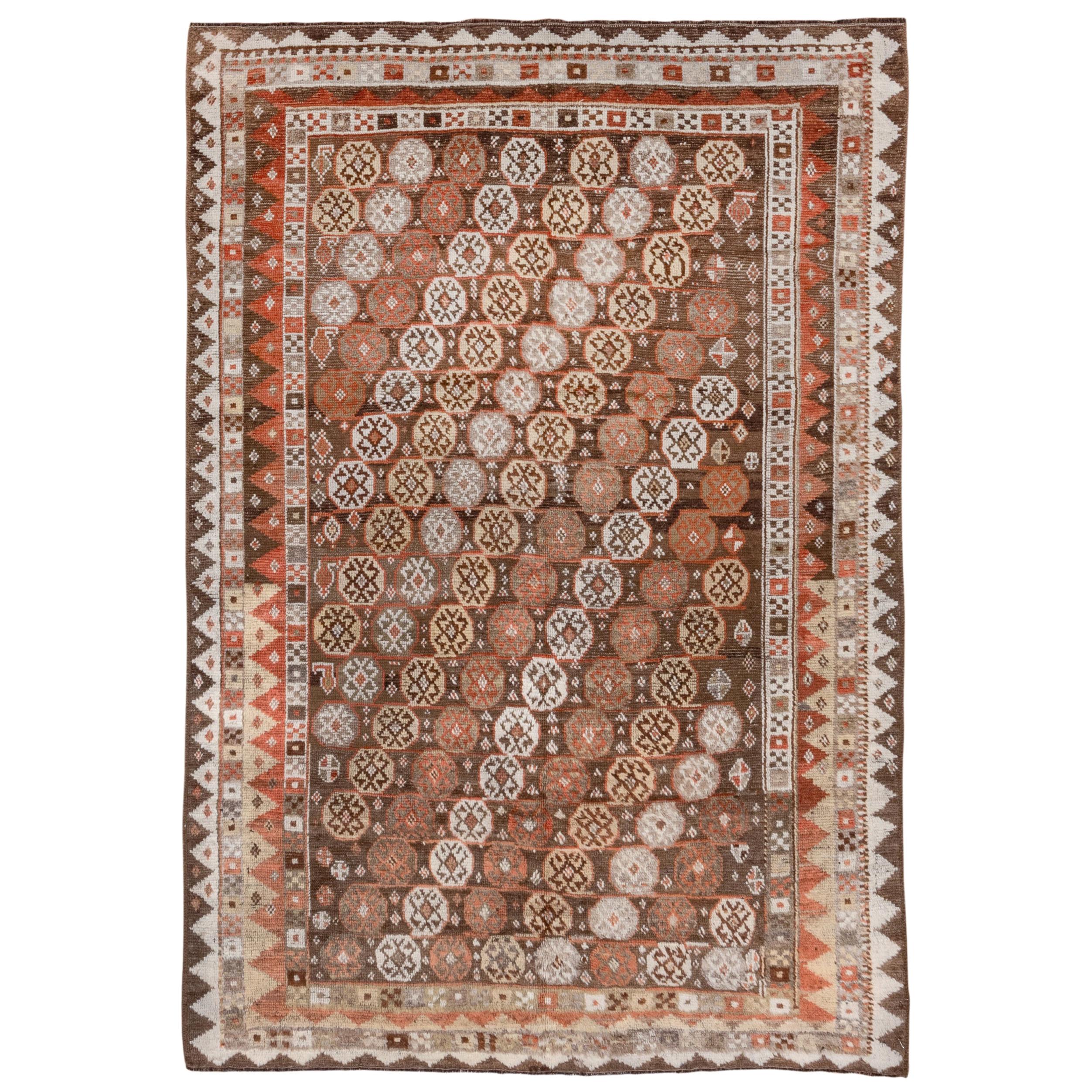 Antique Tribal Persian Gabbeh Rug, Rust Brown and White Tones, Southwest Decor For Sale
