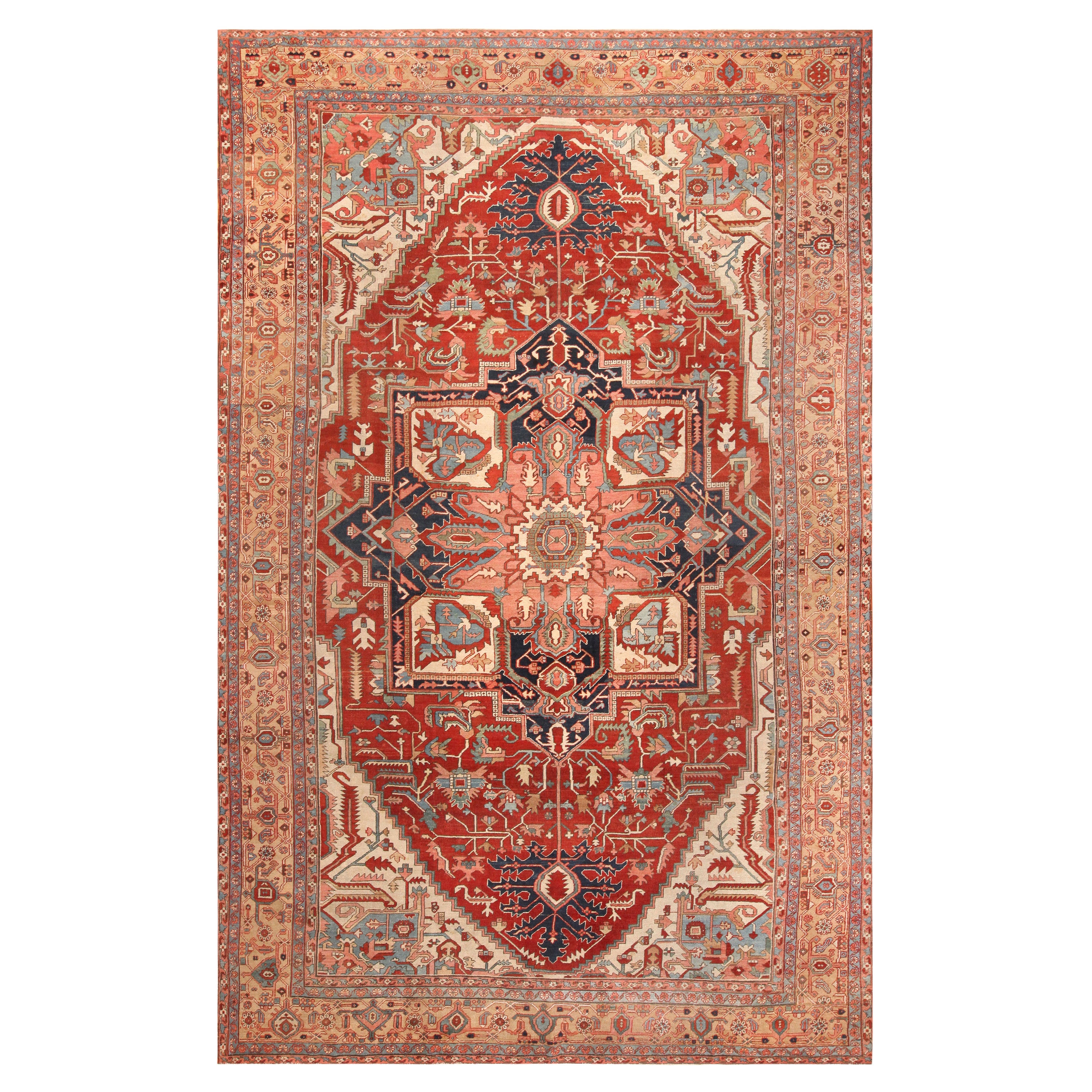 Tapis persan tribal ancien Heriz. 11 pieds 4 po. x 17 pieds 8 po. en vente