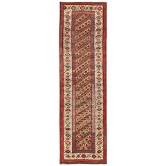 Antiker persischer Kurdischer Stammeskunst-Läufer. 3 ft 5 in x 11 ft 10 in