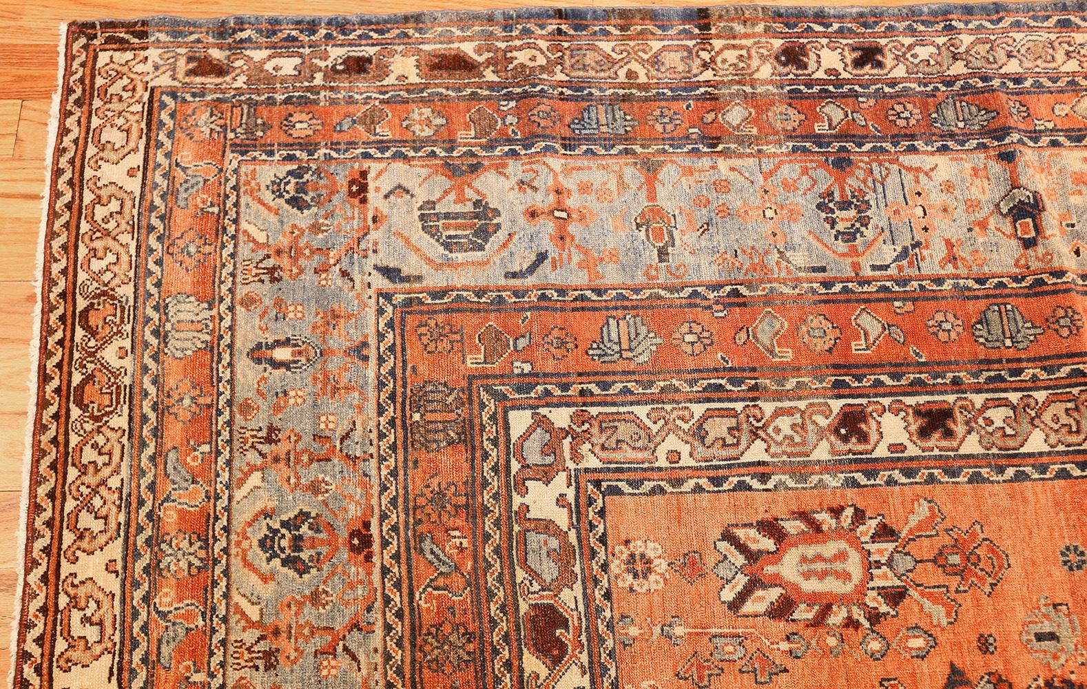 Hand-Knotted Antique Tribal Persian Malayer Rug. Size: 10 ft 8 in x 14 ft 7 in