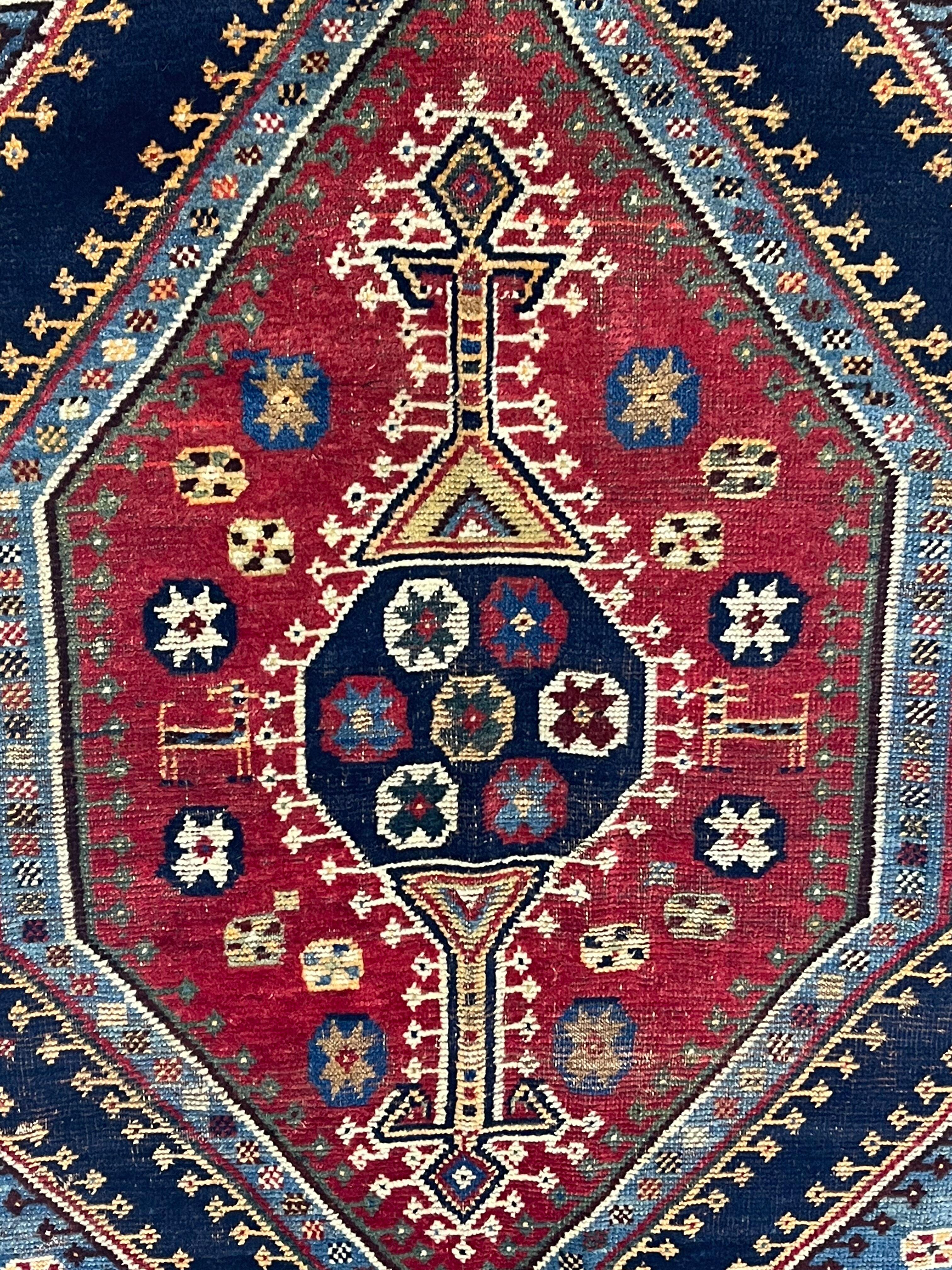 Antique Tribal Persian Qashqai Gabbeh Rug 4'5