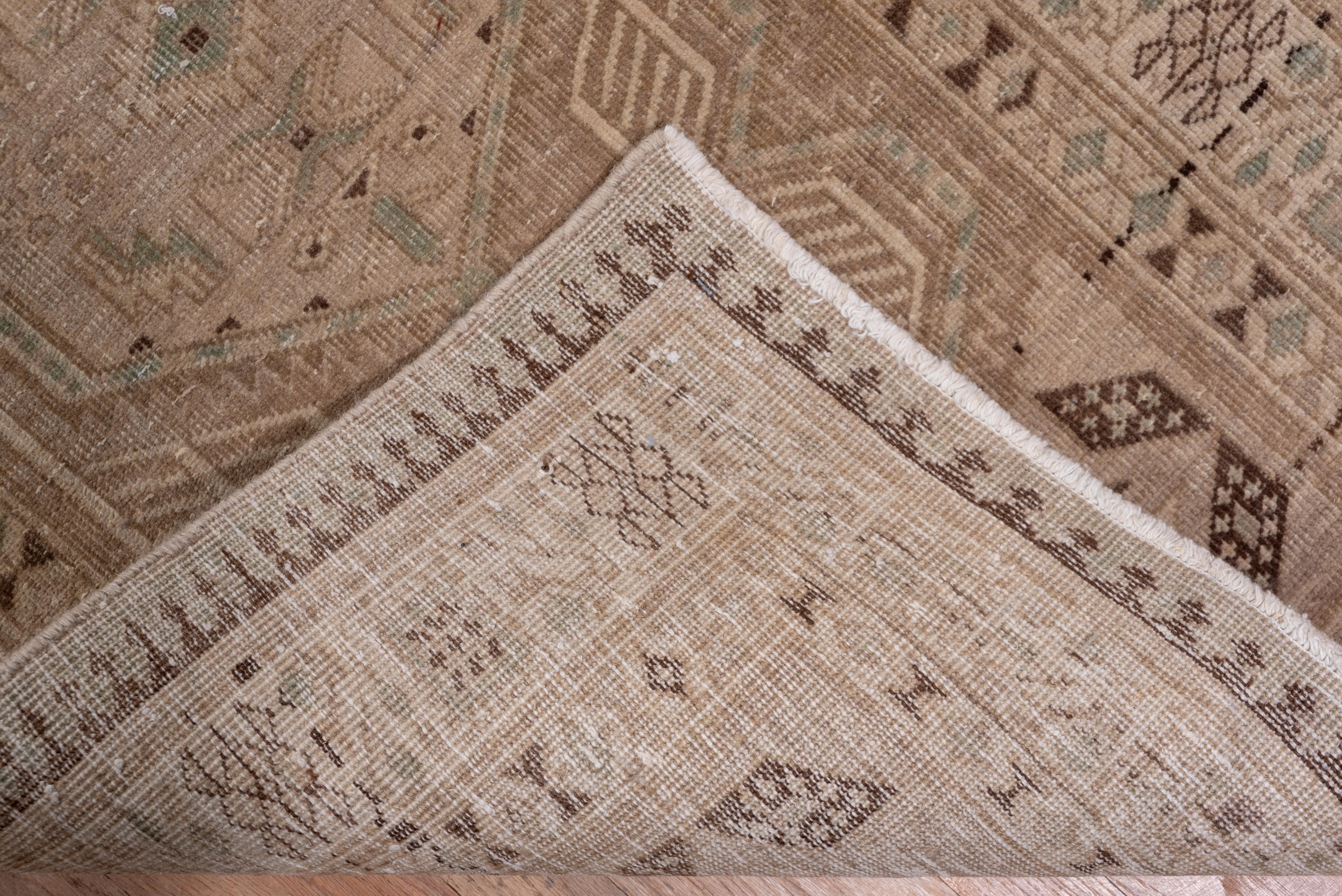 Antique Tribal Persian Sarab Runner, Light Brown Field, Seafoam Green Accents For Sale 1