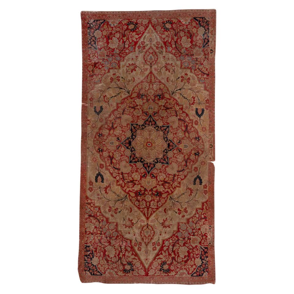 Antique Persian Zanjan Rug with Red and Beige Tribal Details on Ivory ...
