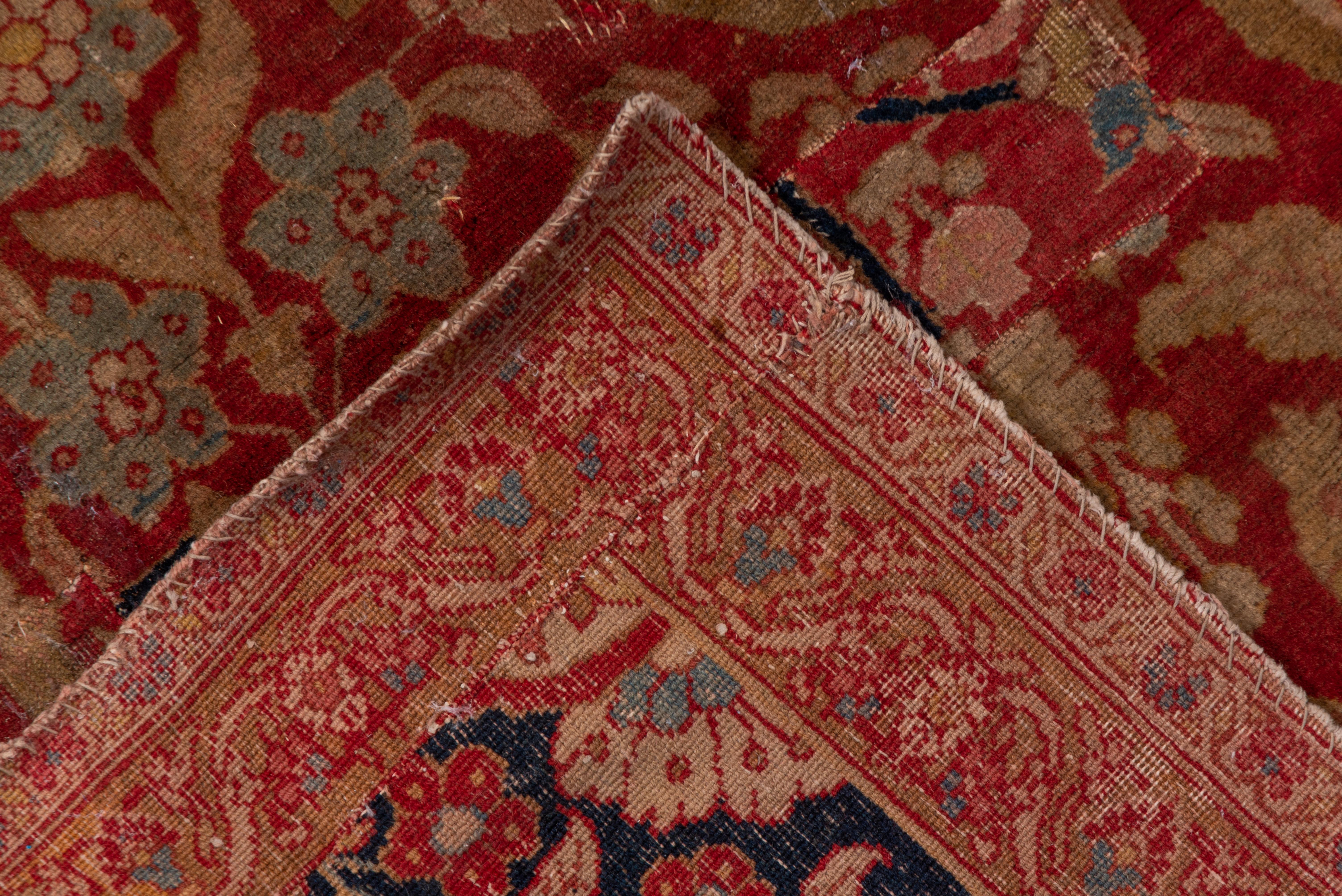 Antique Tribal Persian Tabriz Gallery Carpet, Red and Ivory Field For Sale 1