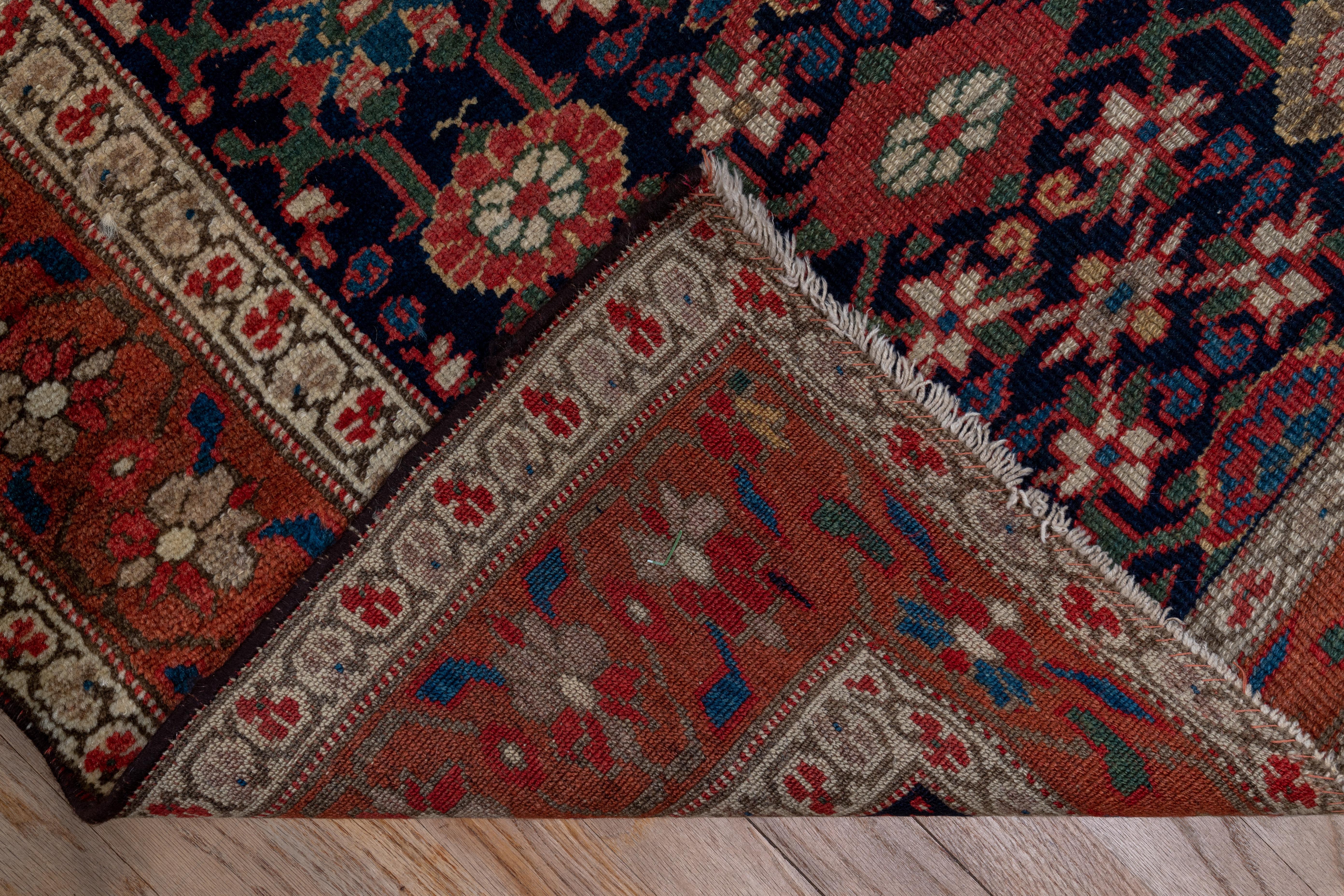 Hand-Knotted Antique Tribal Persian Varamin Runner, Mina Khani Allover Field, Circa 1910s For Sale