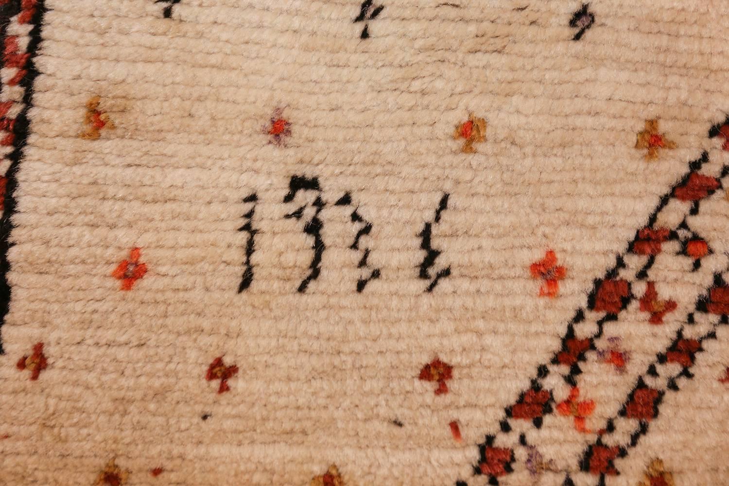 Antique Tribal Prayer Design Persian Gabbeh Rug. Size: 3 ft x 5 ft 3 in 2