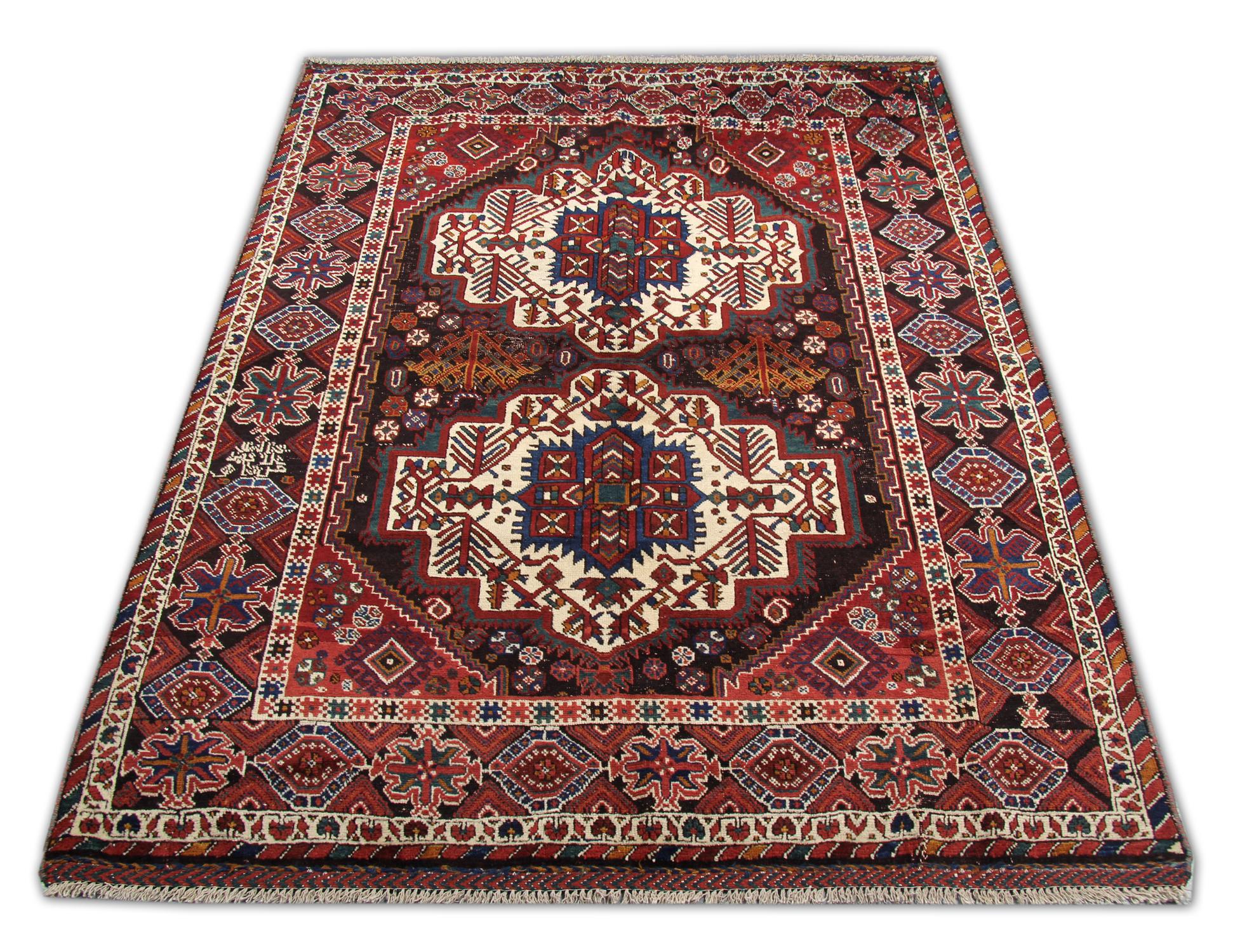 Antique Tribal Rug Handwoven Carpet Traditional Geometric Area Rug In Excellent Condition For Sale In Hampshire, GB
