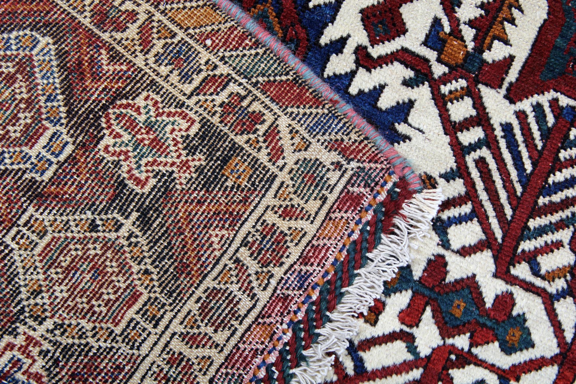 Wool Antique Tribal Rug Handwoven Carpet Traditional Geometric Area Rug For Sale