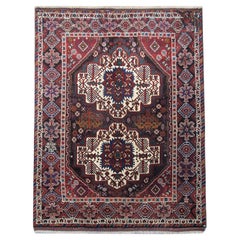 Antiker handgewebter Teppich, traditioneller geometrischer Teppich, Stammeskunst