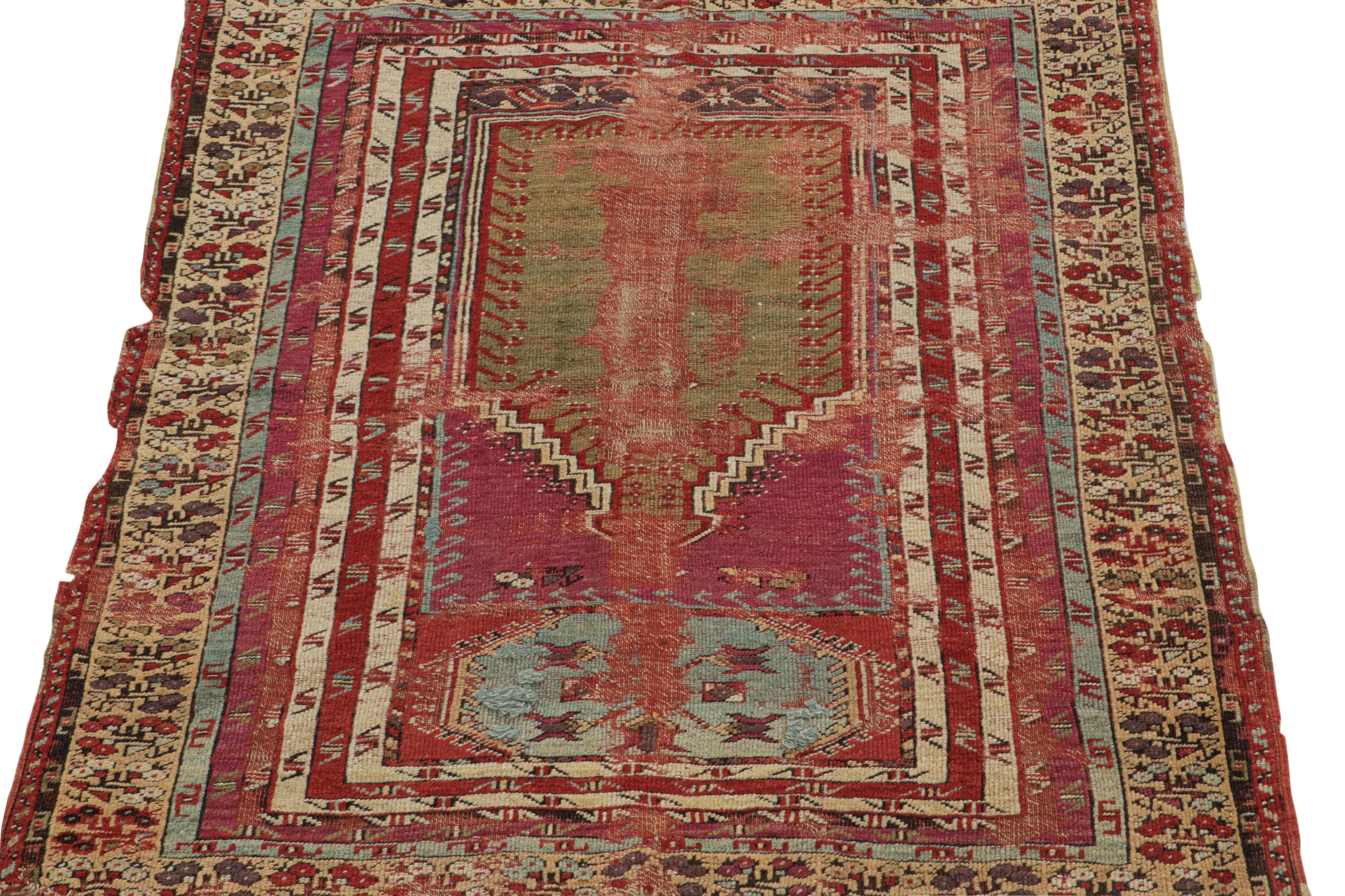 Antique Tribal rug in Red with Mihrab and Geometric Patterns, from Rug & Kilim In Good Condition For Sale In Long Island City, NY