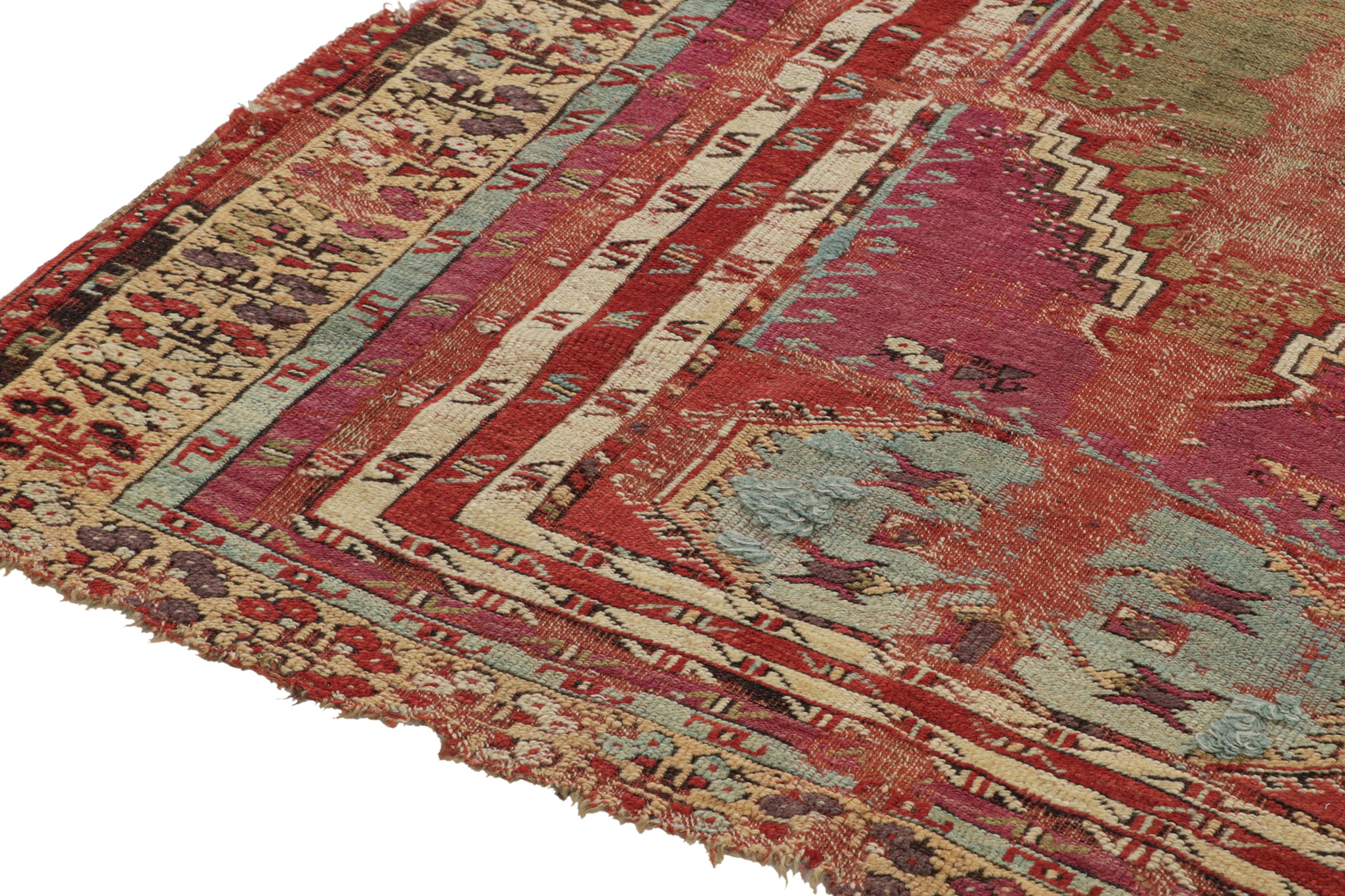 Late 18th Century Antique Tribal rug in Red with Mihrab and Geometric Patterns, from Rug & Kilim For Sale