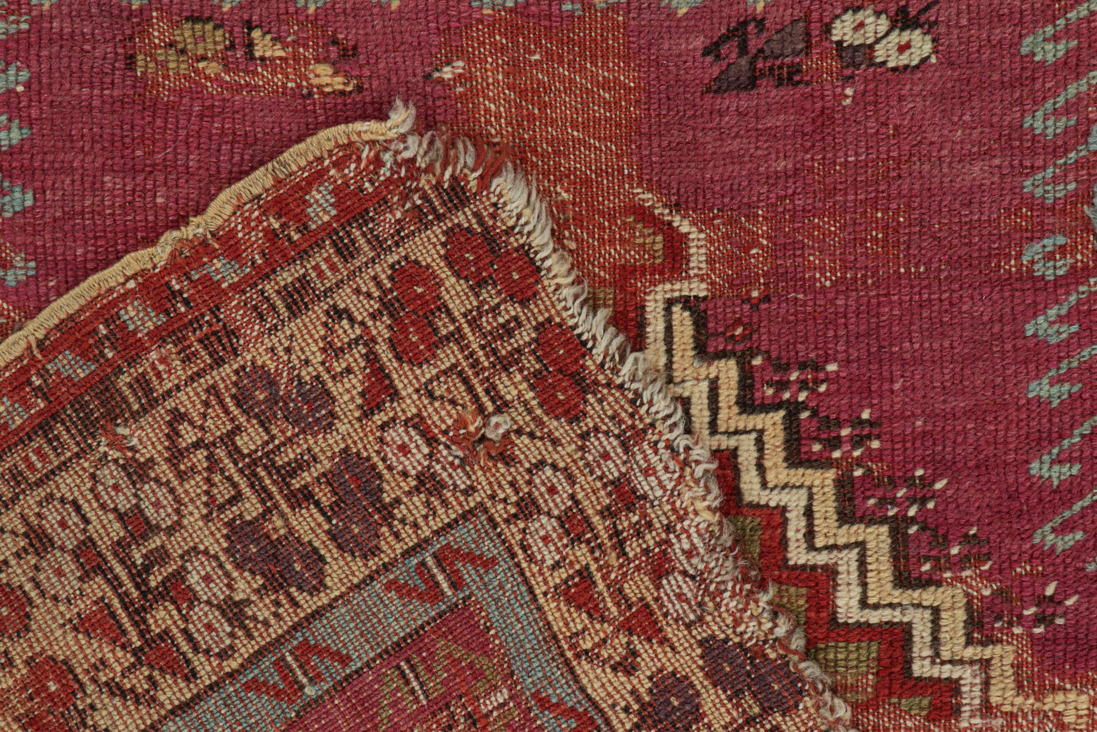 Wool Antique Tribal rug in Red with Mihrab and Geometric Patterns, from Rug & Kilim For Sale
