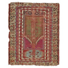 Antique Tribal rug in Red with Mihrab and Geometric Patterns, from Rug & Kilim