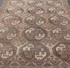 Antique Tribal Ersari Rug In Rich Earthy Tones and Brown 8'4" X11'9"