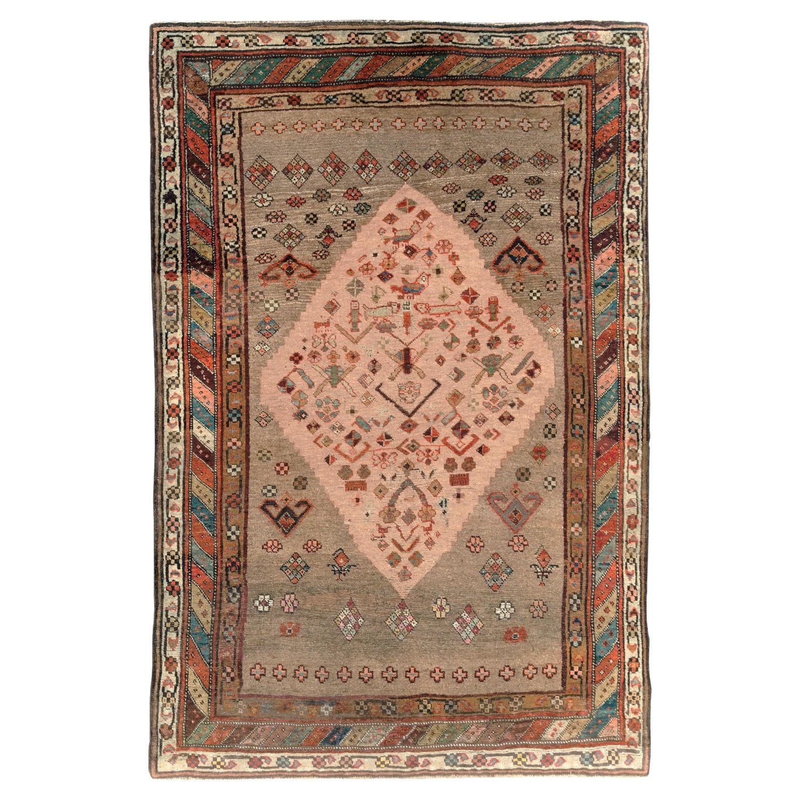 Antique Tribal Serab Accent Rug For Sale