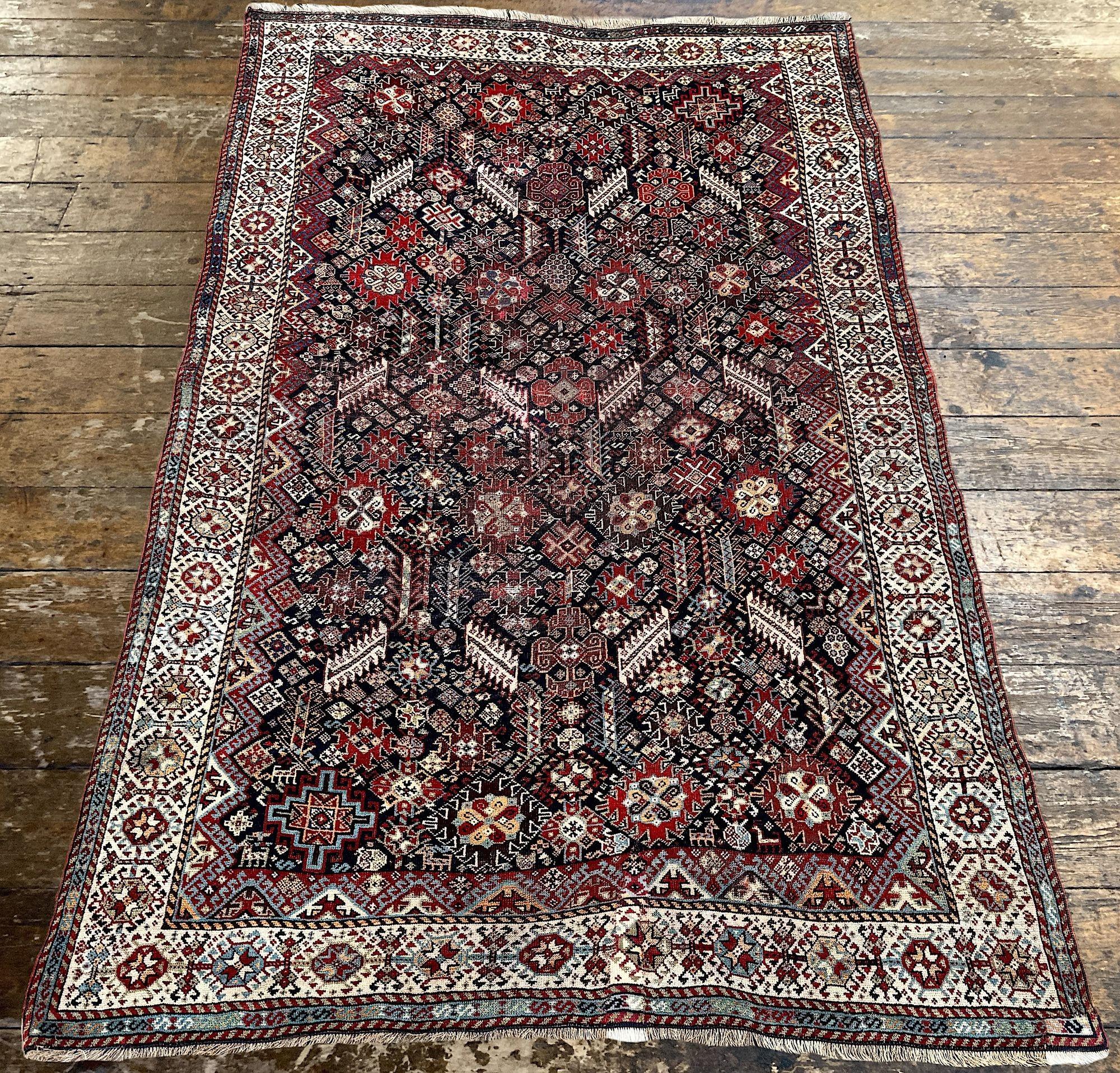 Début du 20ème siècle Tapis tribal antique Shekarlu 1.97m x 1.26m en vente