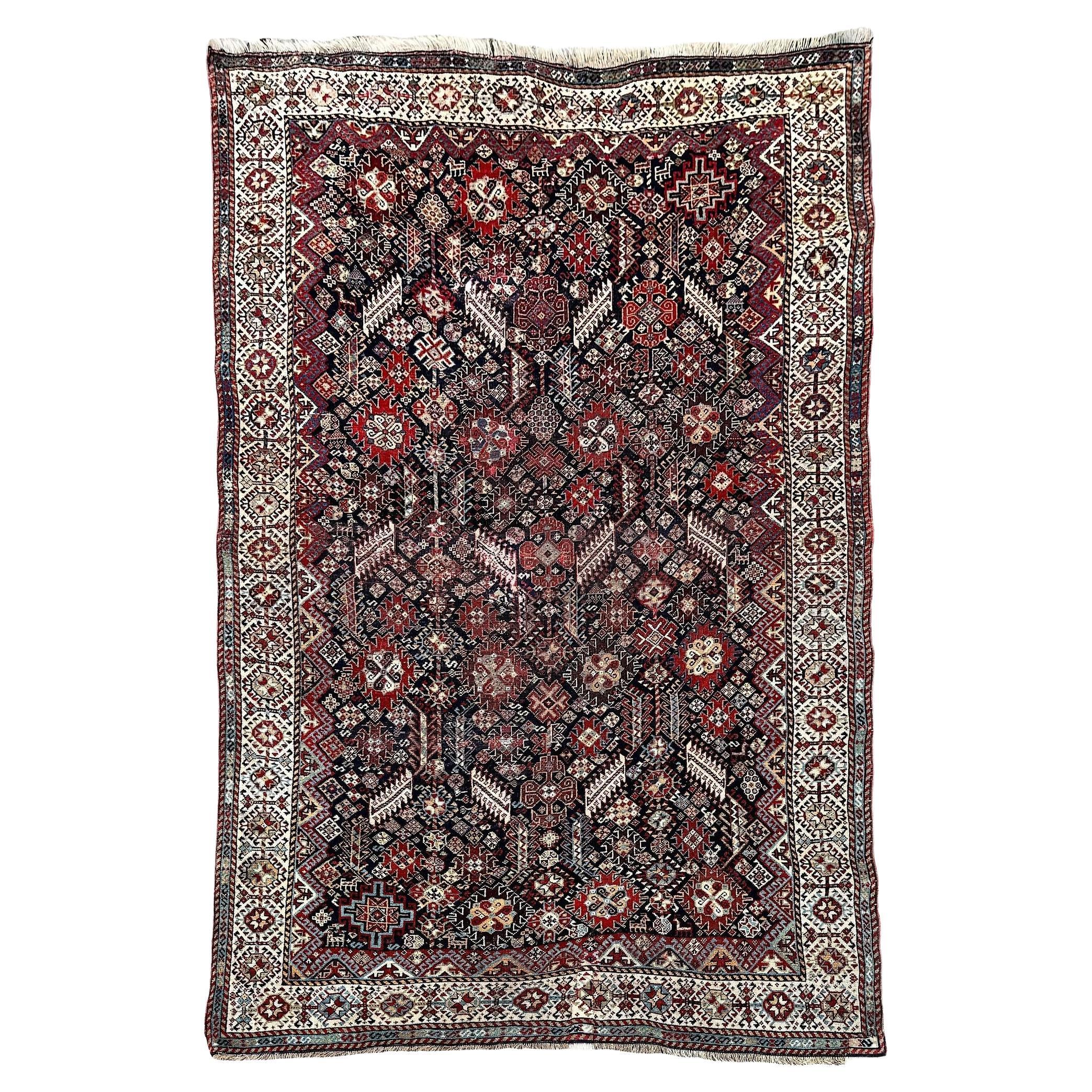 Tapis tribal antique Shekarlu 1.97m x 1.26m en vente