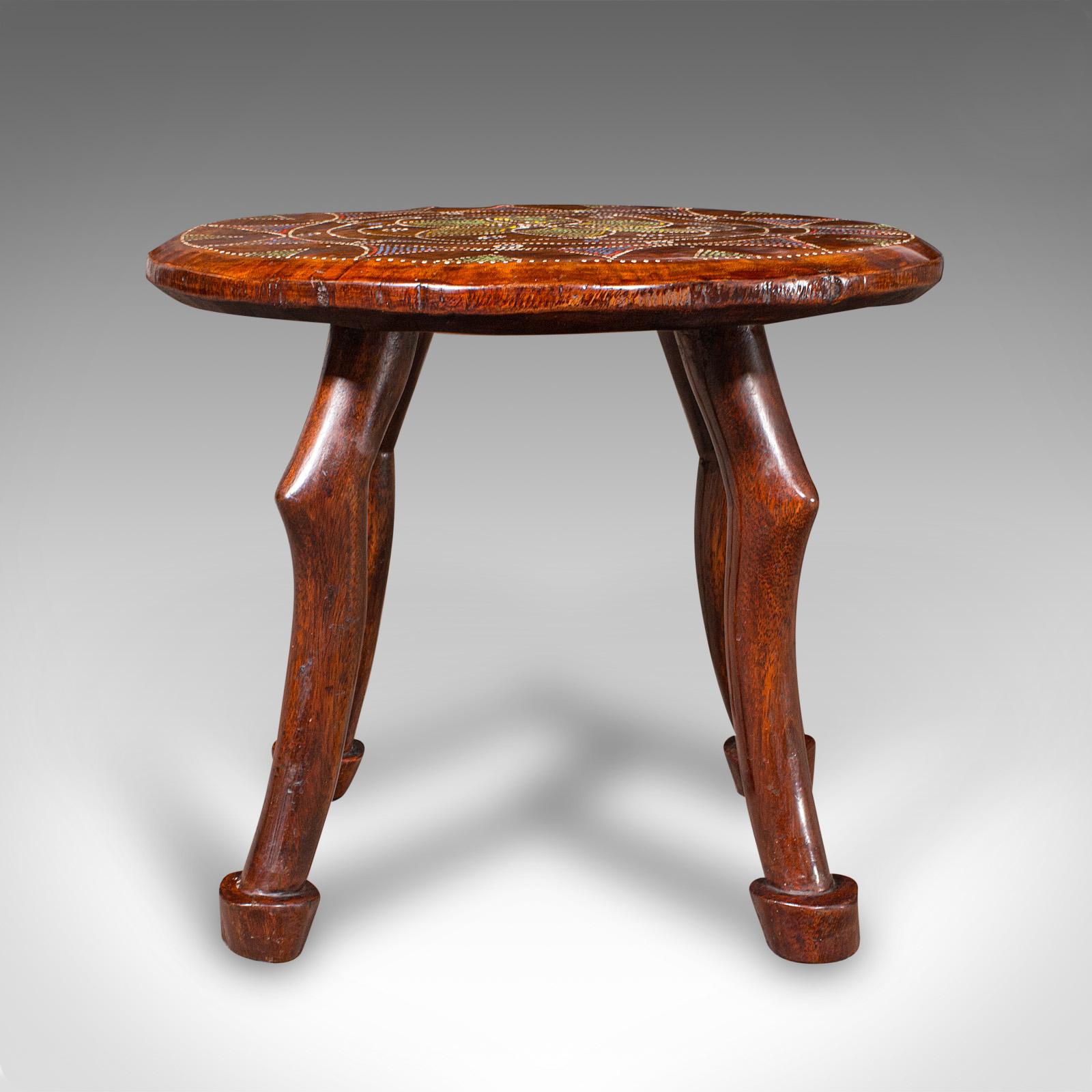 Kenyan Antique Tribal Side Table, African, Fruitwood, Stool, Lamp Stand, Victorian, Luo For Sale
