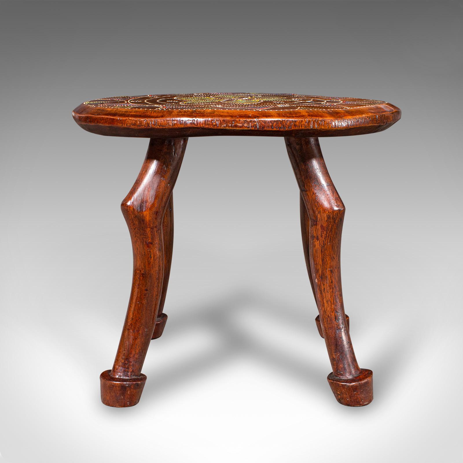 20th Century Antique Tribal Side Table, African, Fruitwood, Stool, Lamp Stand, Victorian, Luo For Sale