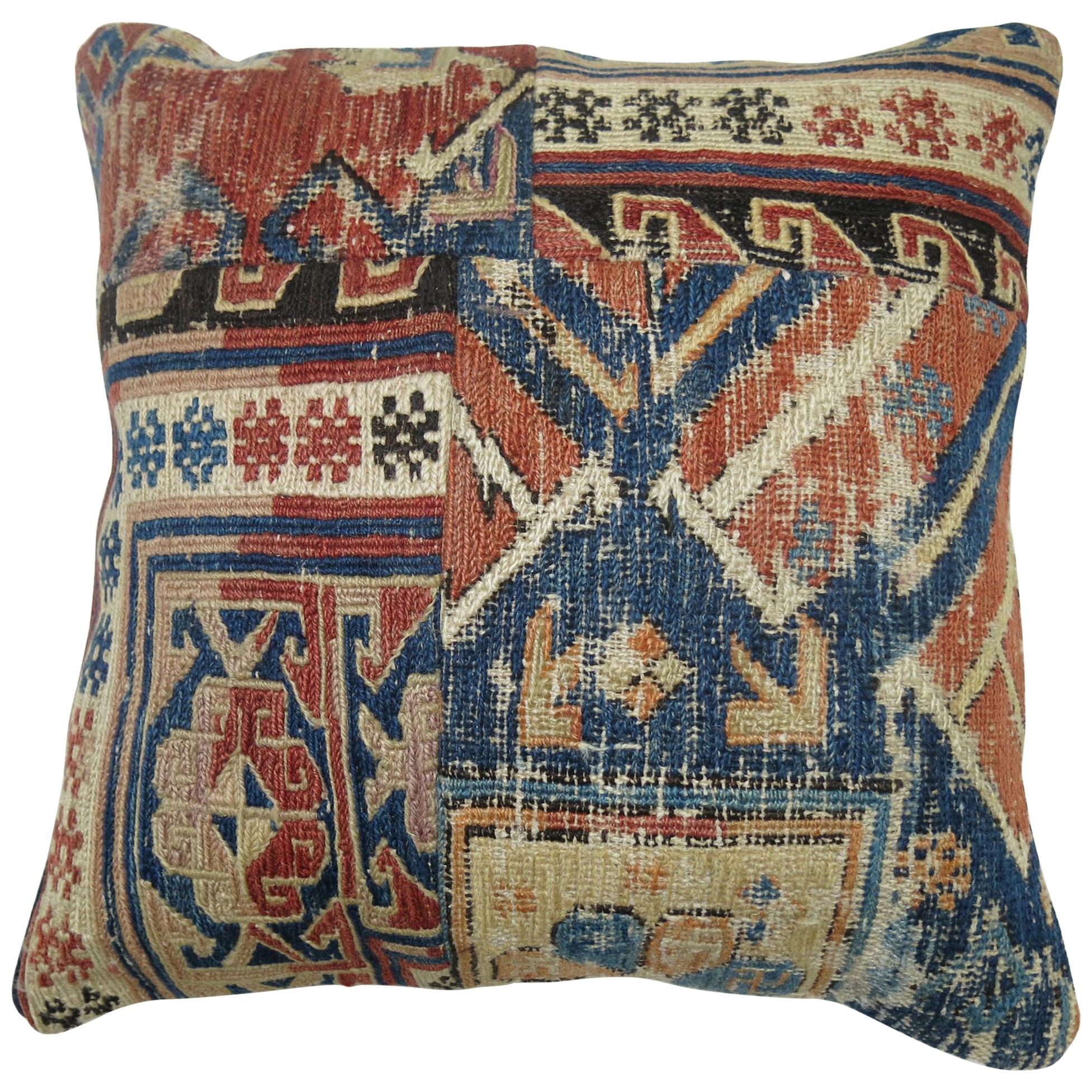 Antique Tribal Brown and Cream Nubby Textile Pillow at 1stDibs
