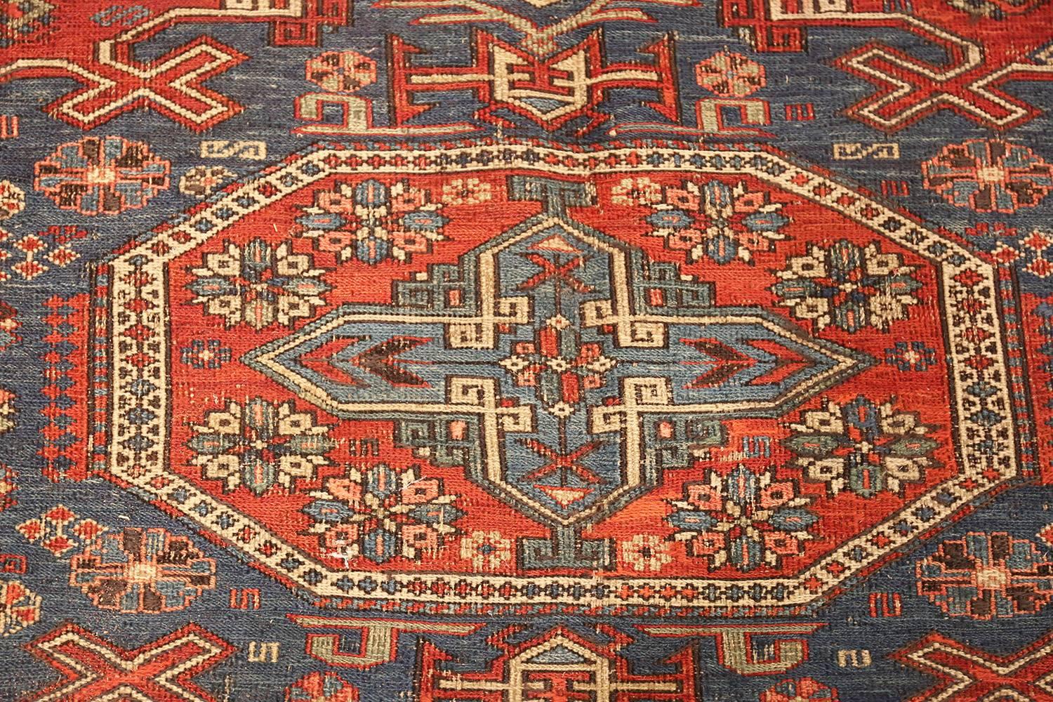 20th Century Antique Tribal Soumak Caucasian Rug. 8 ft 3 in x 9 ft 7 in For Sale