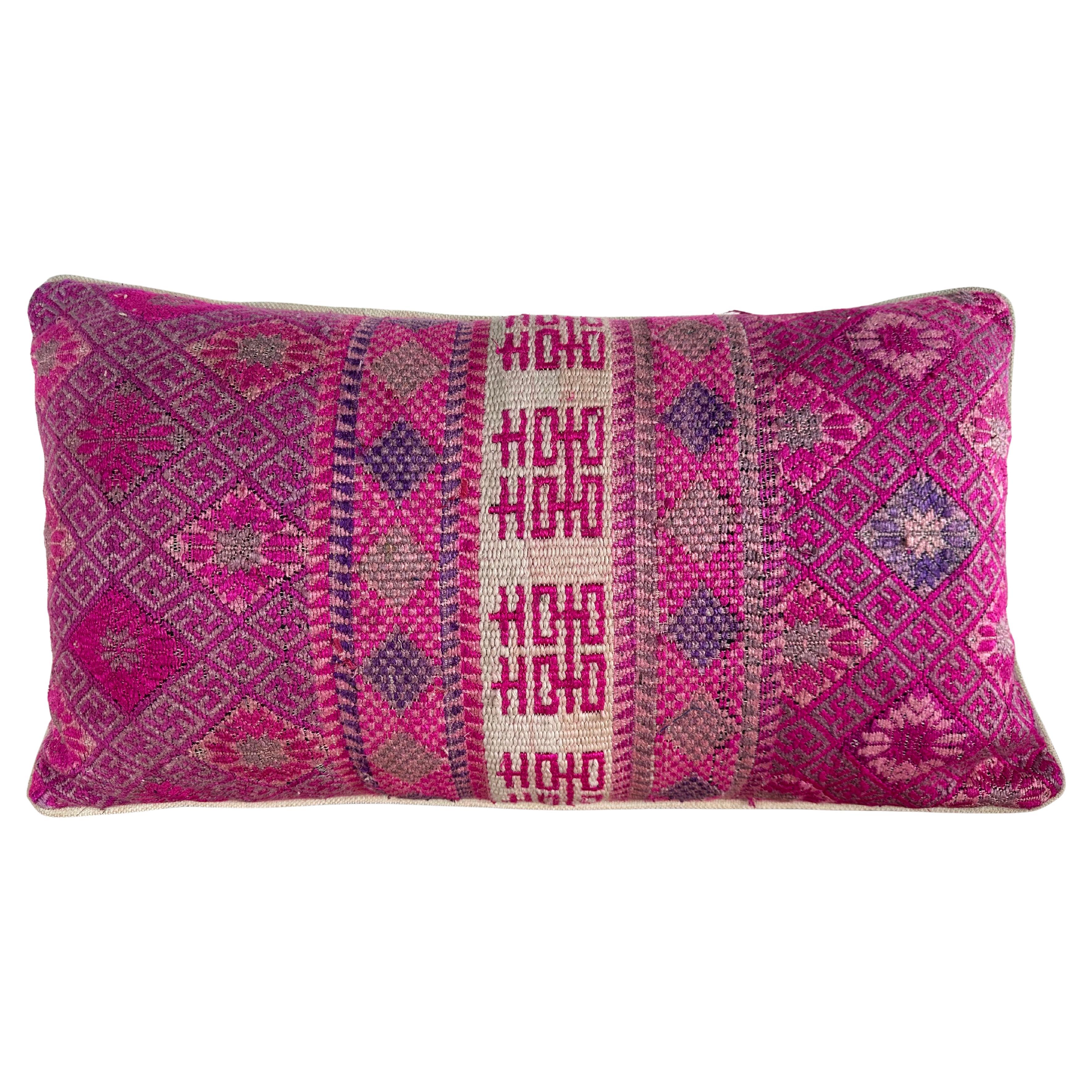 Antique Tribal Textile Lumbar Pillow en venta