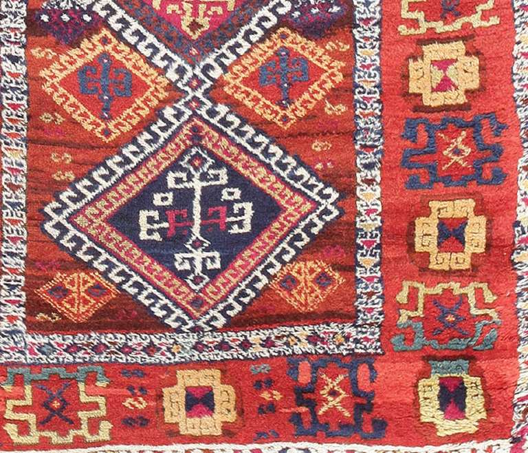 Hand-Knotted Antique Turkish Yuruk Rug. Size: 3 ft 4 in x 8 ft 4 in For Sale