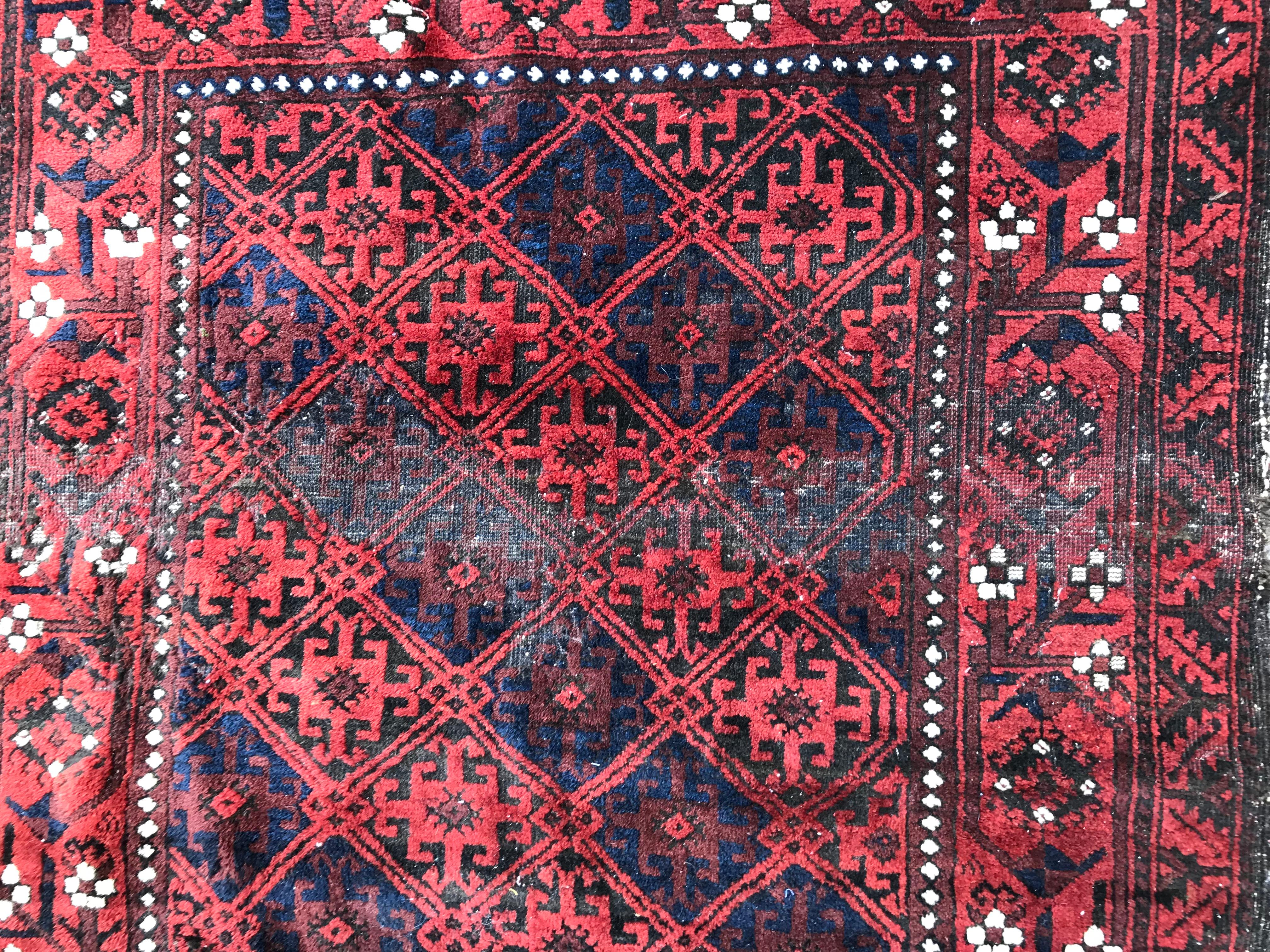 19th Century Bobyrug’s Antique Tribal Turkmen Baluch Afghan Rug For Sale