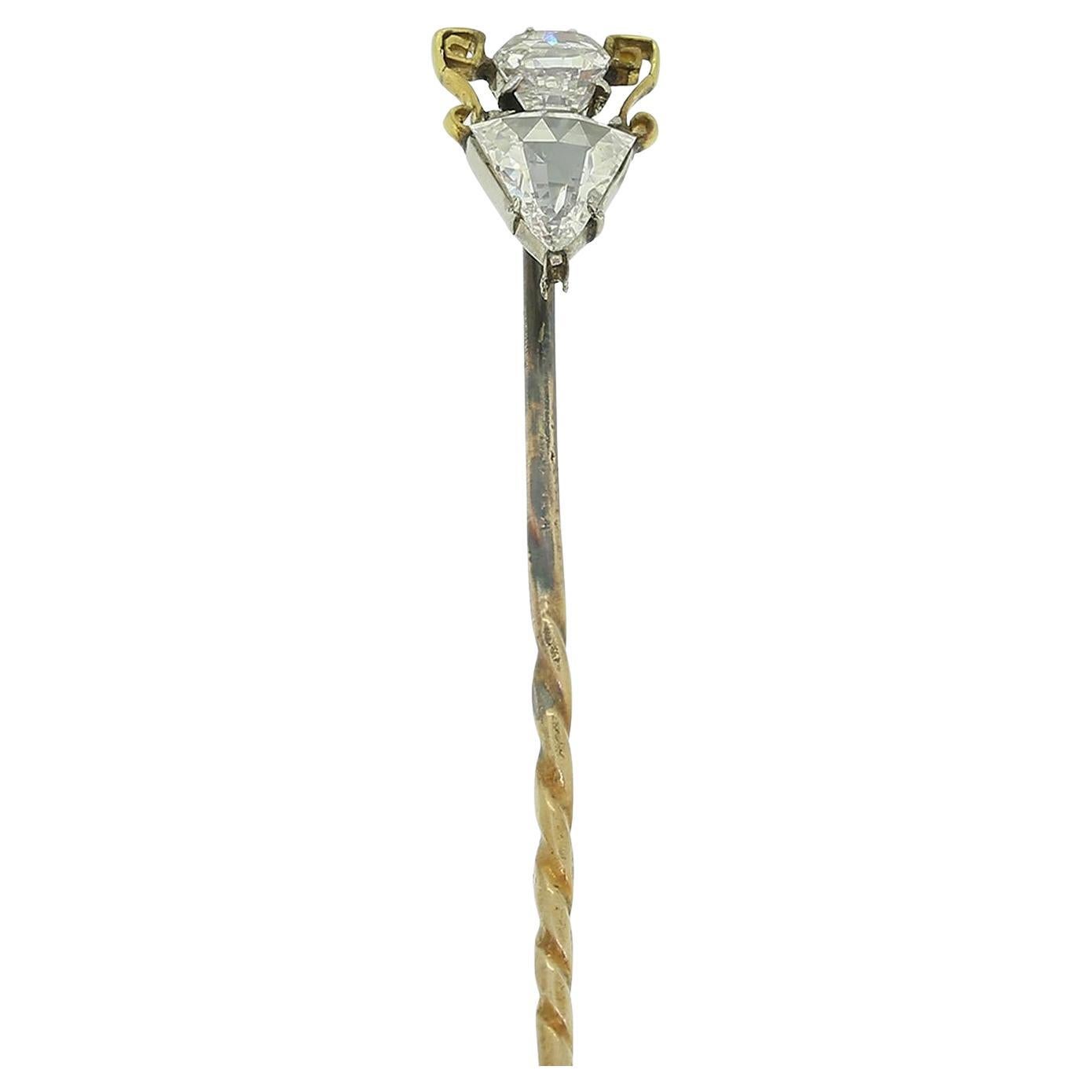 Antique Trillion Cut Diamond Stick Pin