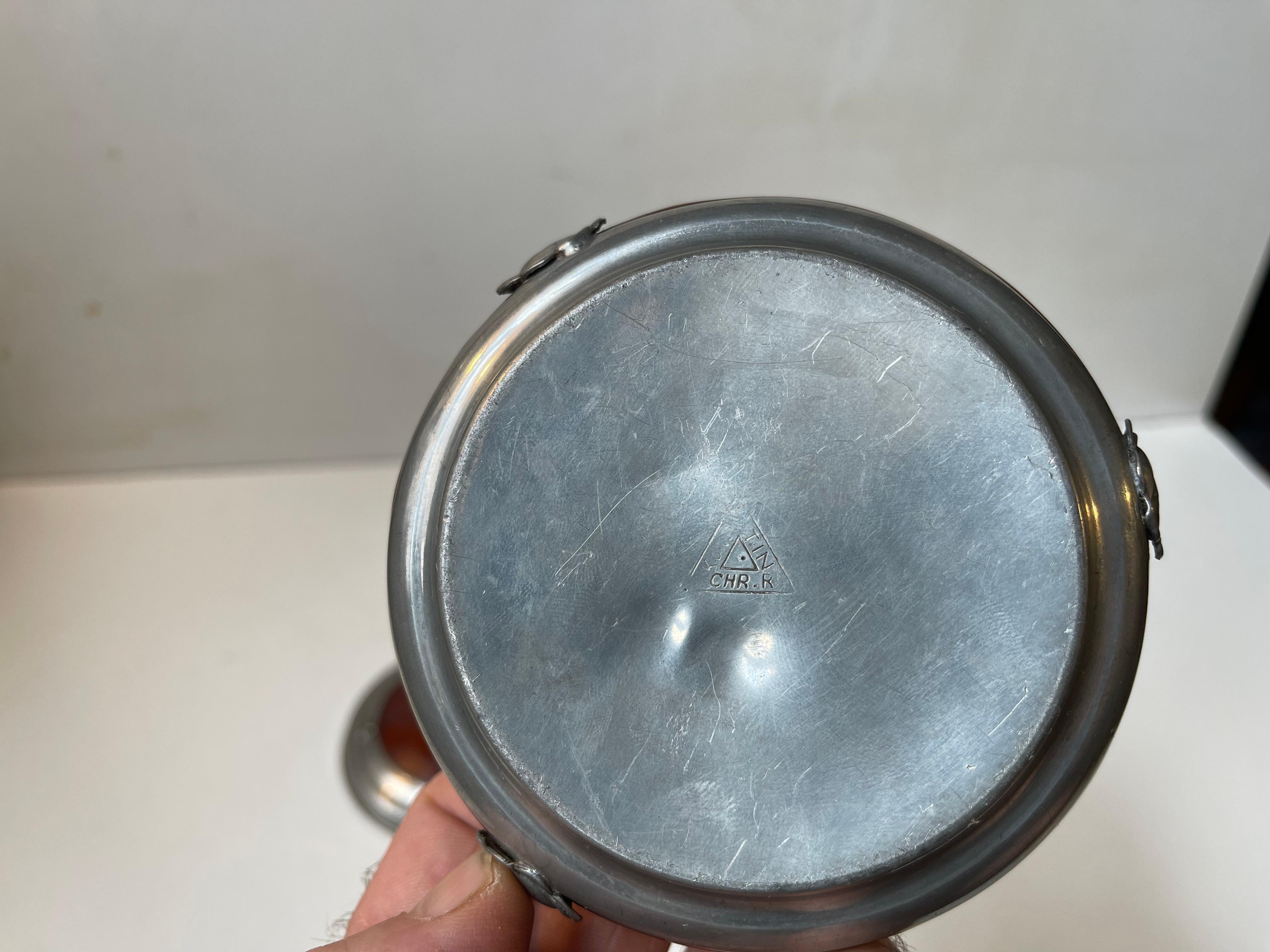 20th Century Antique Trinket Jar in Pewter by Christian R. Kunst, 1900s For Sale