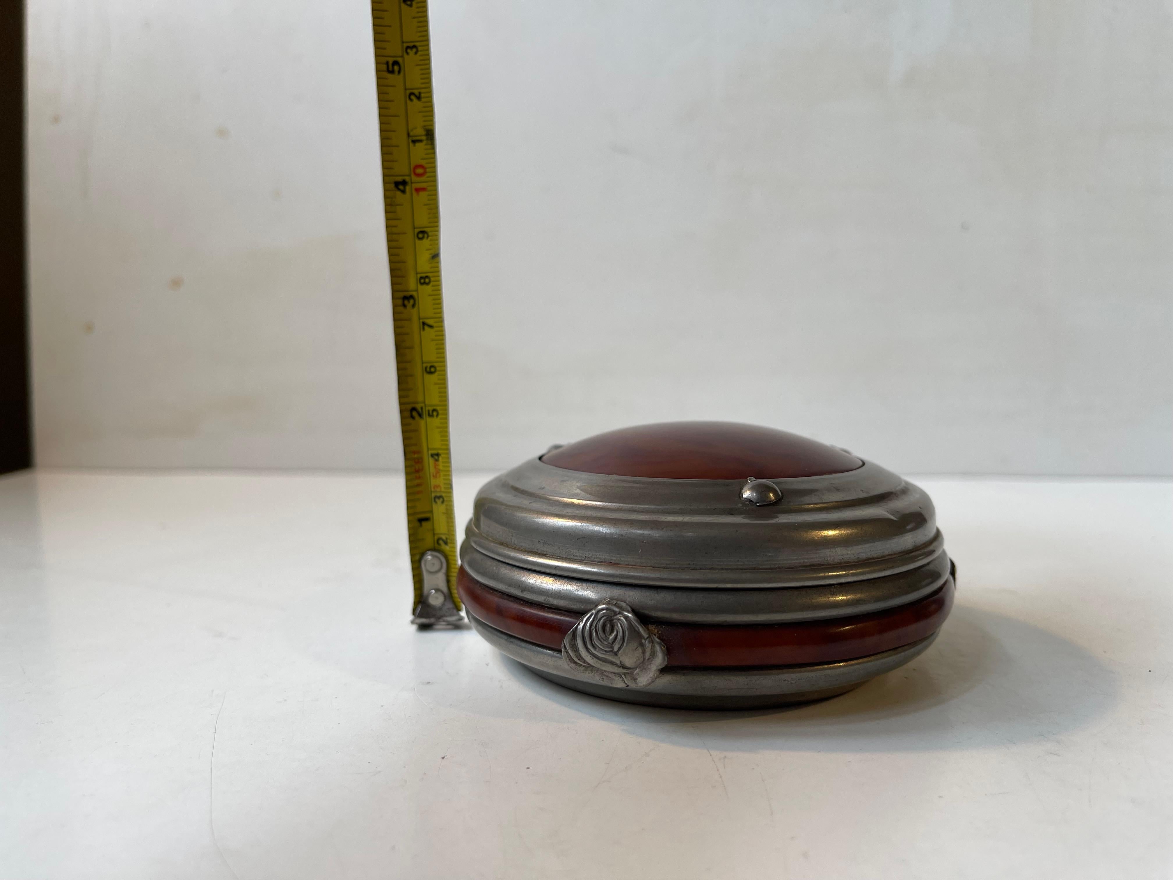 Antique Trinket Jar in Pewter by Christian R. Kunst, 1900s For Sale 2