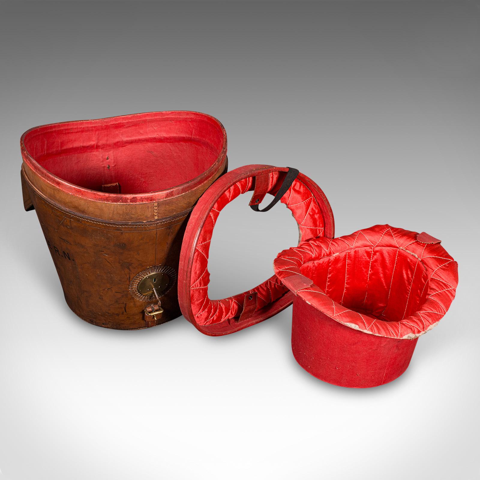 Antiguo Estuche Triple para Sombreros, Inglés, Cuero, Caja Superior para Sombreros, Victoriano, 1890 en venta 4