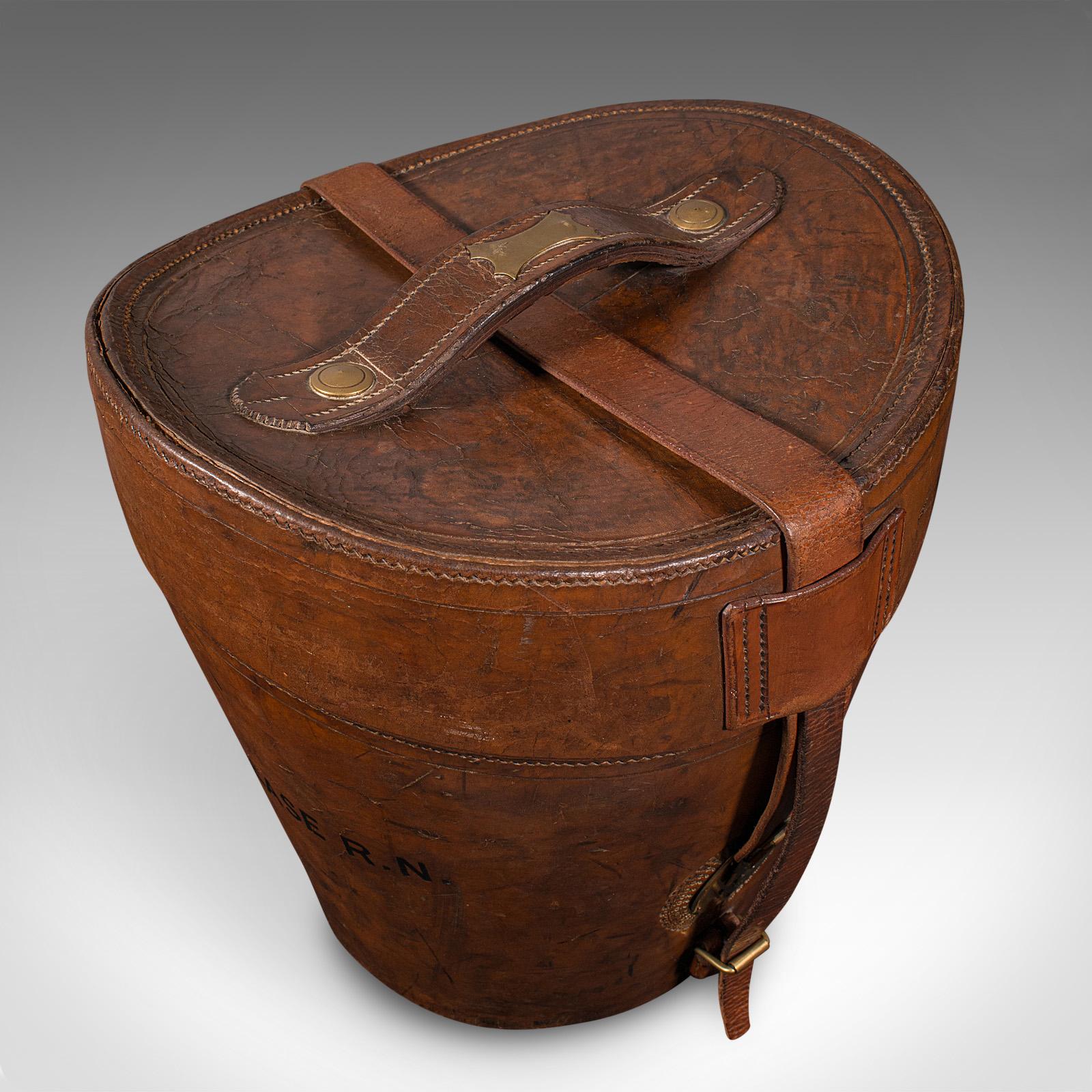 Antiguo Estuche Triple para Sombreros, Inglés, Cuero, Caja Superior para Sombreros, Victoriano, 1890 en venta 1