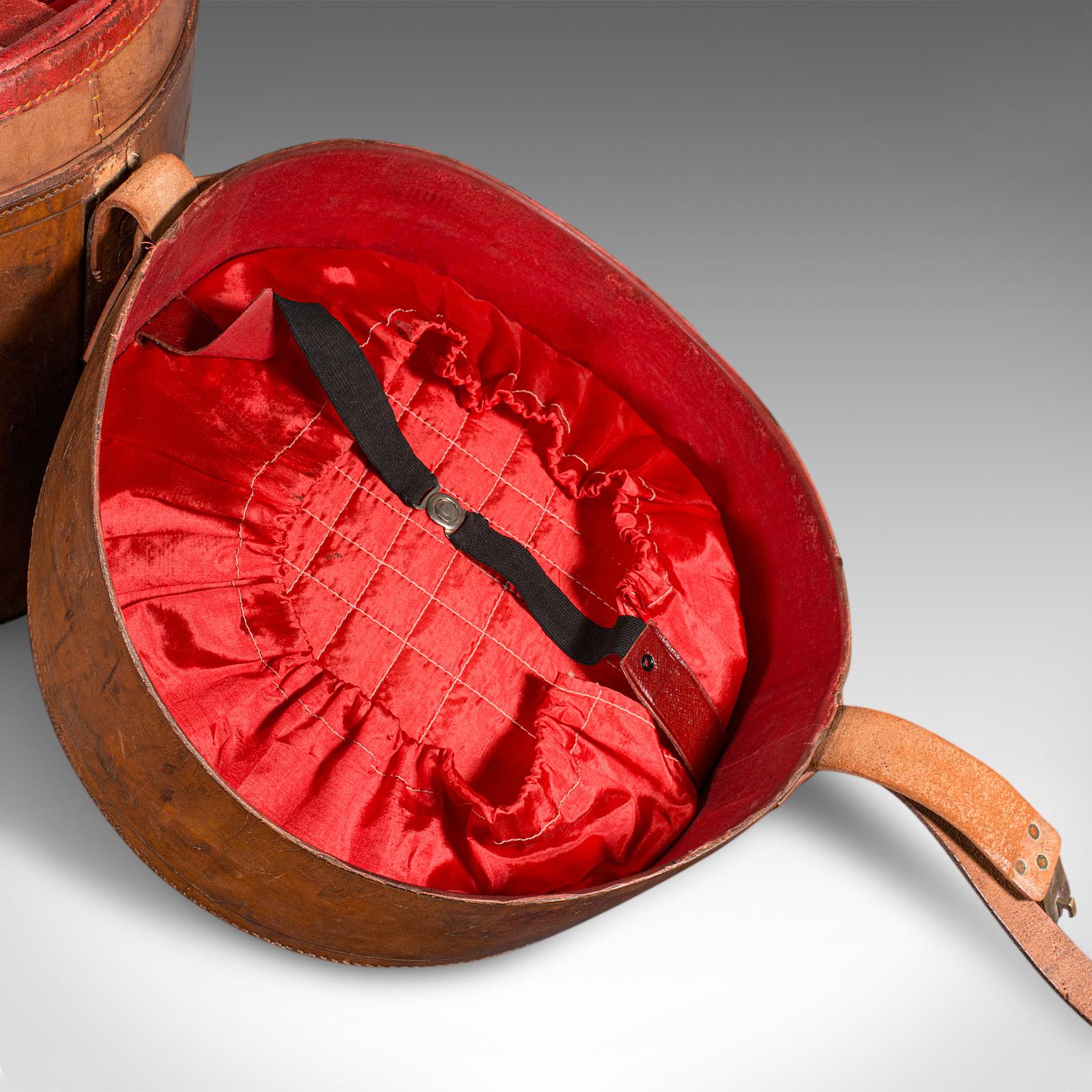 Antiguo Estuche Triple para Sombreros, Inglés, Cuero, Caja Superior para Sombreros, Victoriano, 1890 en venta 3