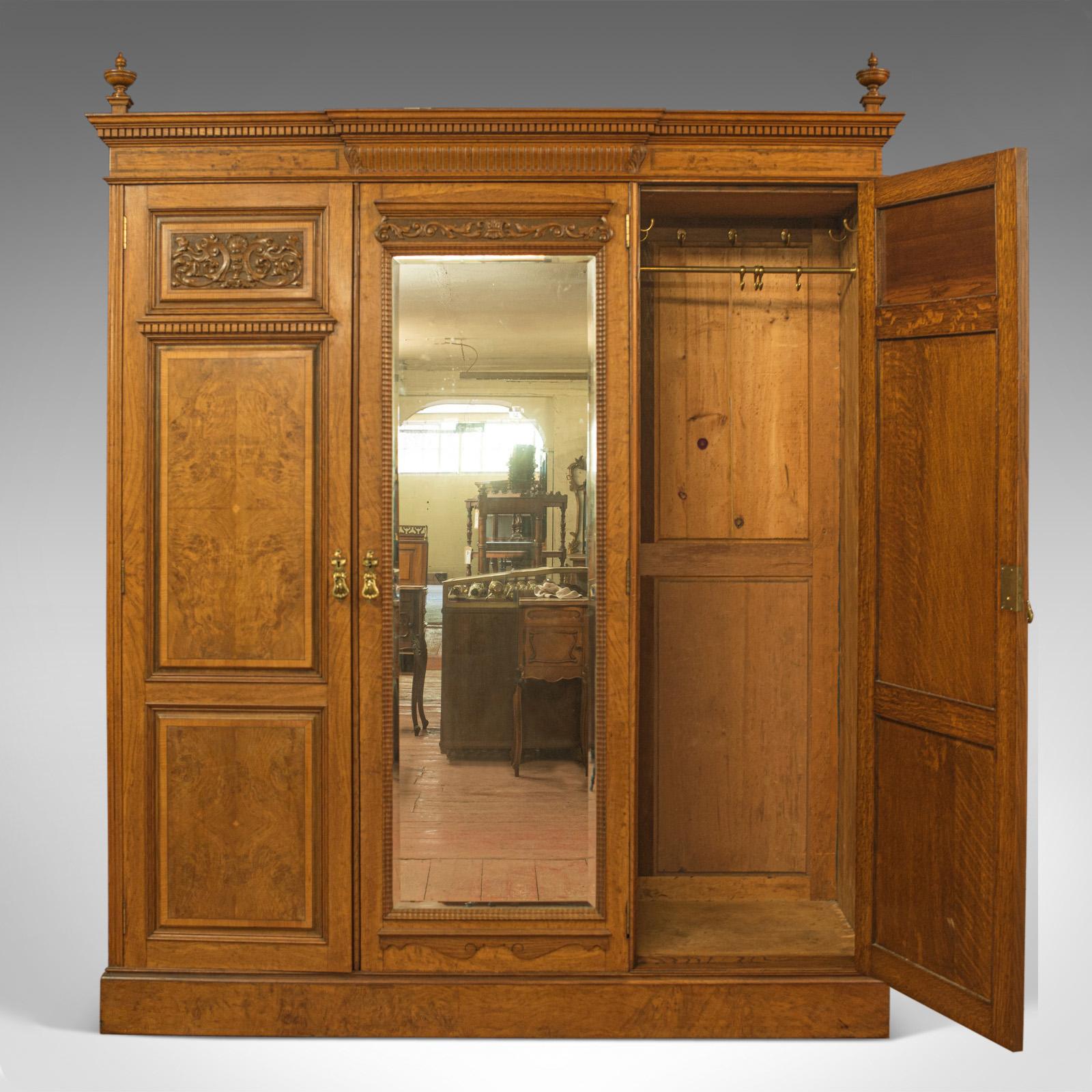 Antique Triple Wardrobe, Scottish, Oak, Compactum, Victorian, circa 1870 5