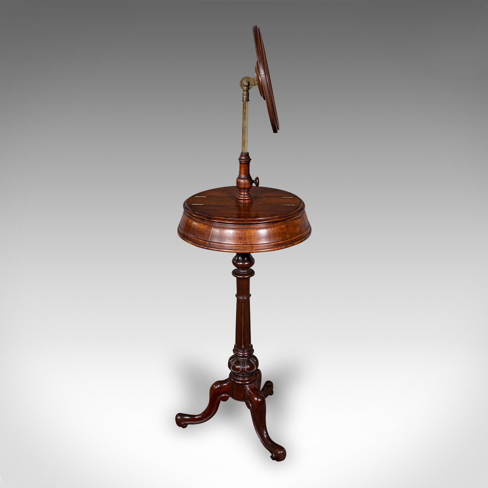 Metà XIX secolo Antique Mirror da barba a treppiede, inglese, supporto per toeletta, vittoriano, C.C. in vendita