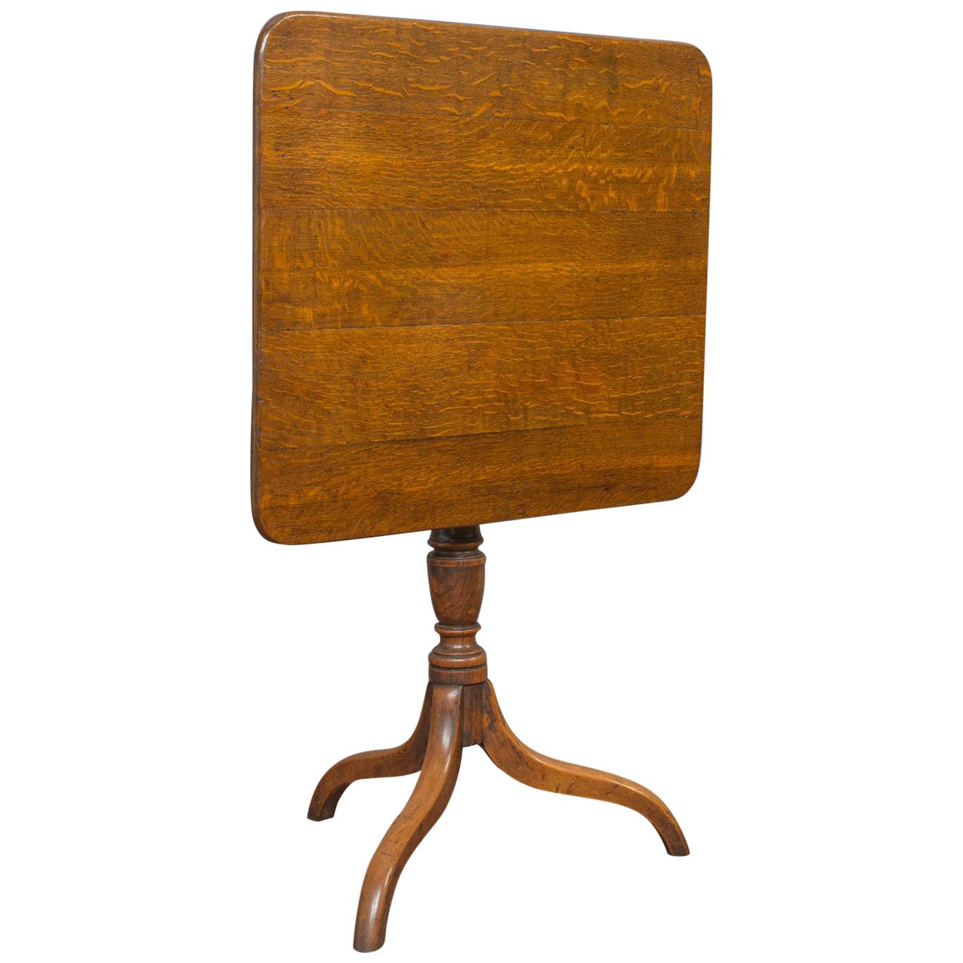 Antique Tripod Table, English, Regency, Tilt-Top, Oak, Side, circa 1830