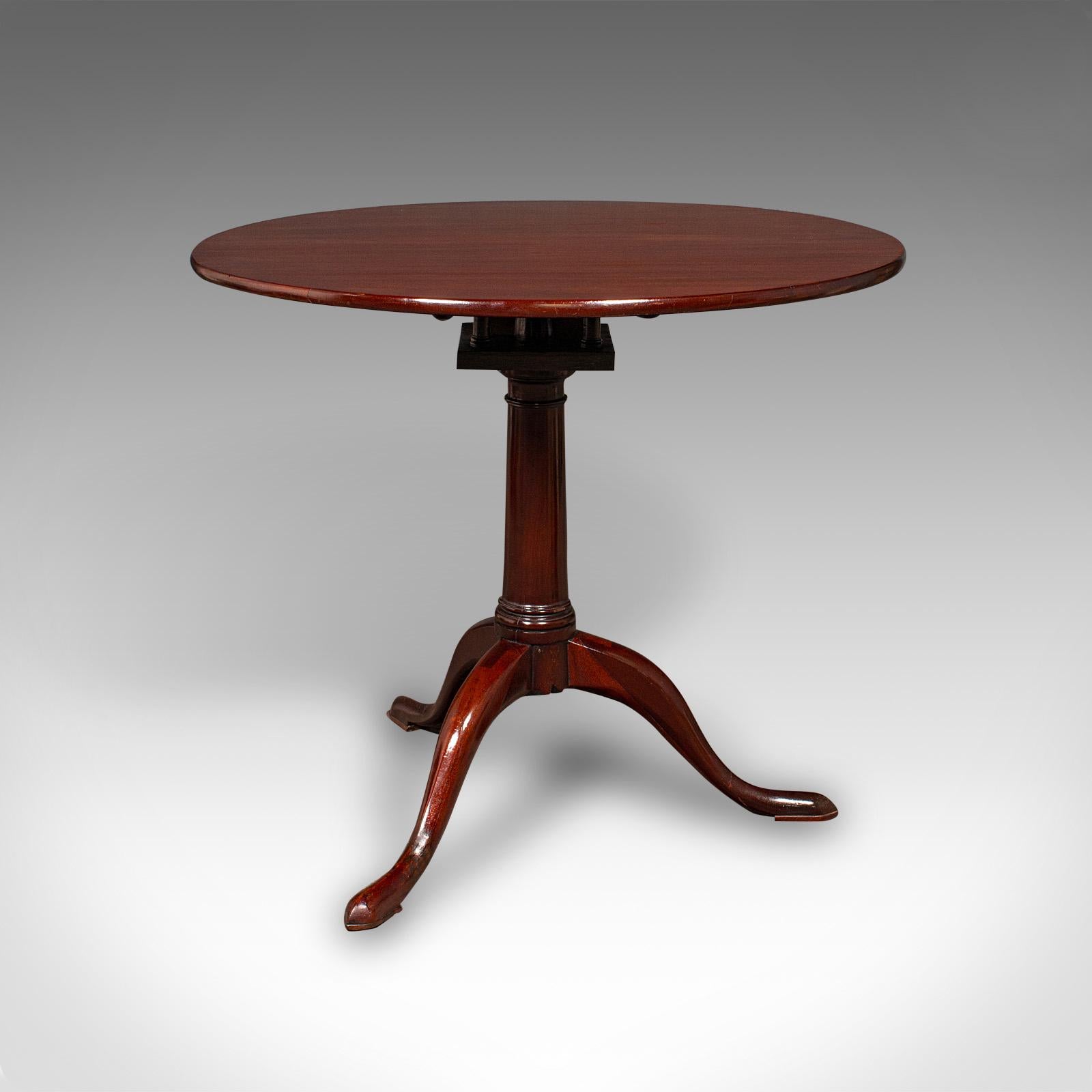 Mahogany Antique Tripod Table, English, Tilt Top, Side, Occasional, Wine, Lamp, Georgian For Sale
