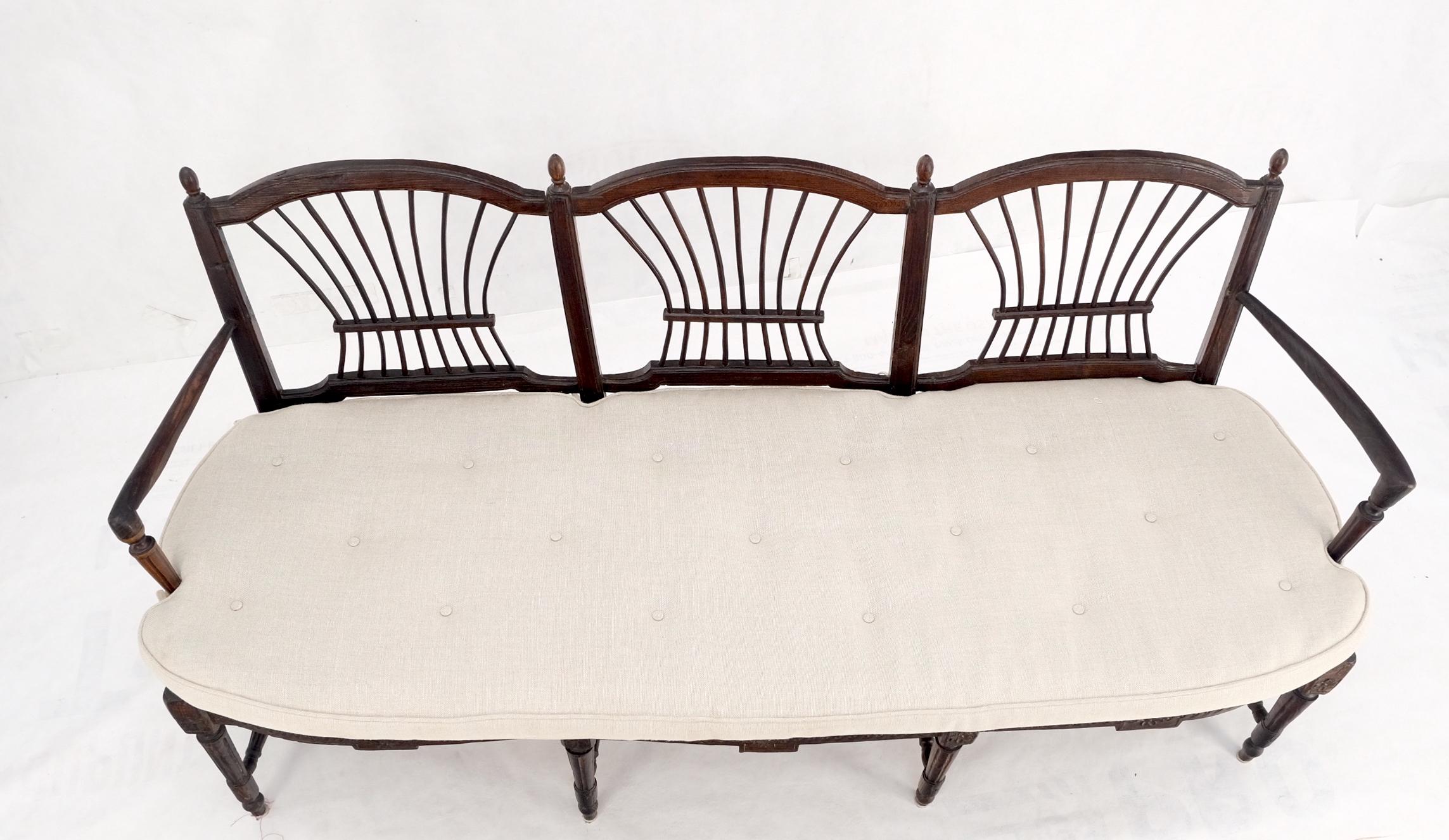 Antique Tripple Rush Seat Solid Linen Upholstery Cushion Bench Sattee Sofa Mint! For Sale 8
