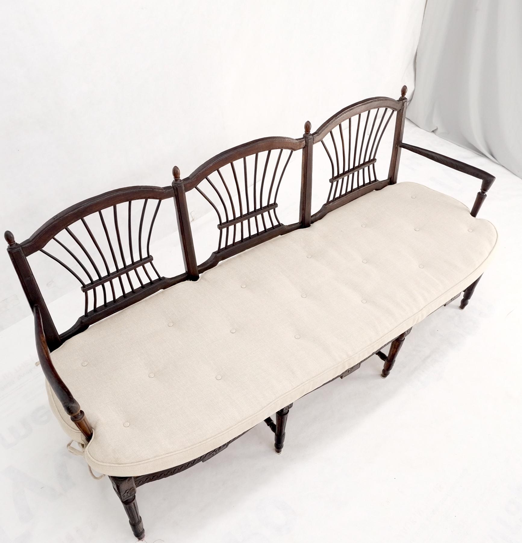 Antique Tripple Rush Seat Solid Linen Upholstery Cushion Bench Sattee Sofa Mint! For Sale 9