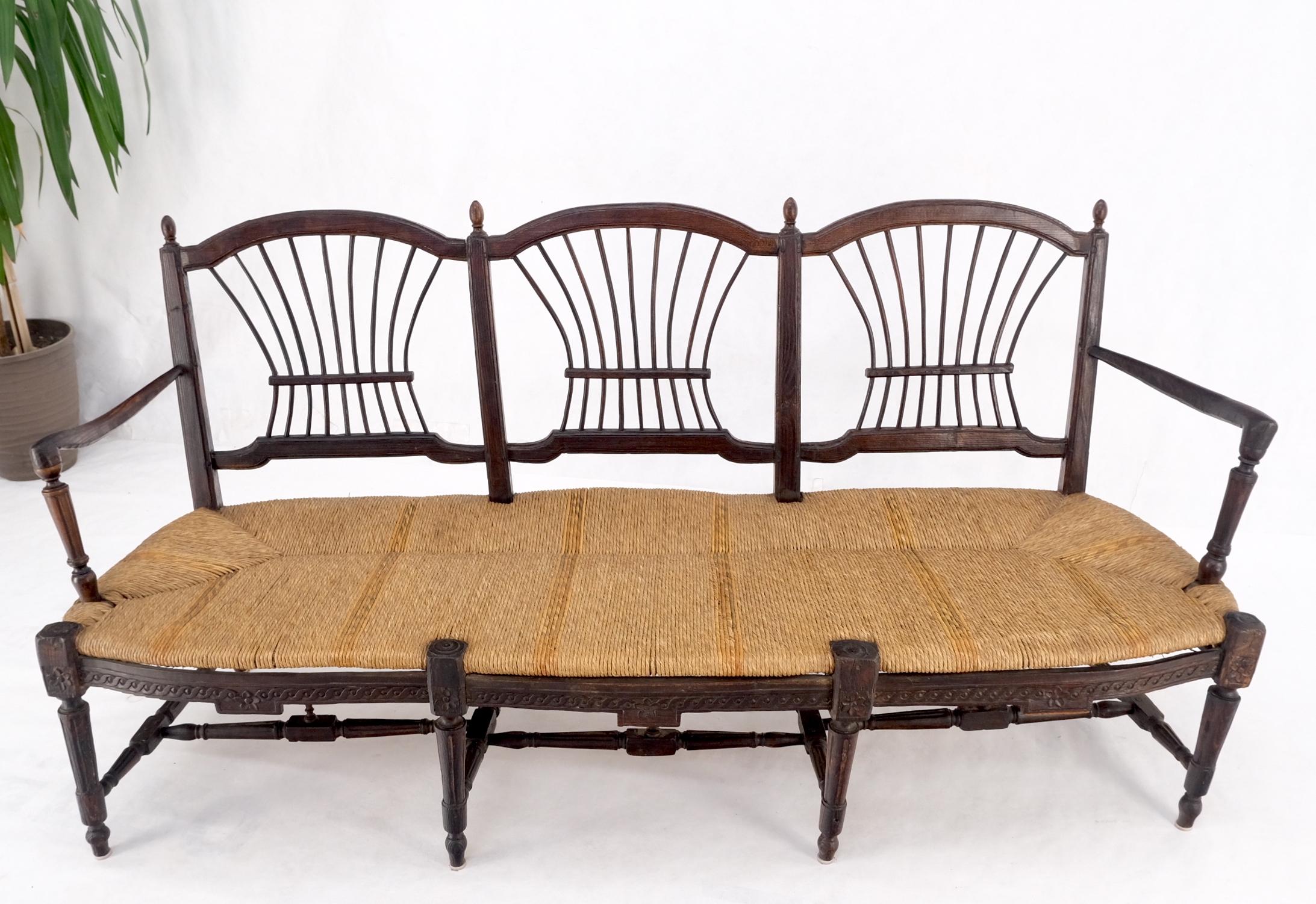 Antique Tripple Rush Seat Solid Linen Upholstery Cushion Bench Sattee Sofa Mint! For Sale 12