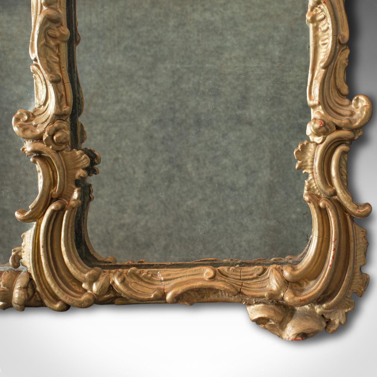 Antique Triptych Mirror, Italian, Gilt Gesso, Overmantle, Hanging, circa 1850 In Good Condition In Hele, Devon, GB