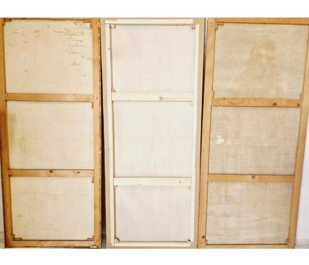 Antiguo tríptico de grandes óleos religiosos en venta 3