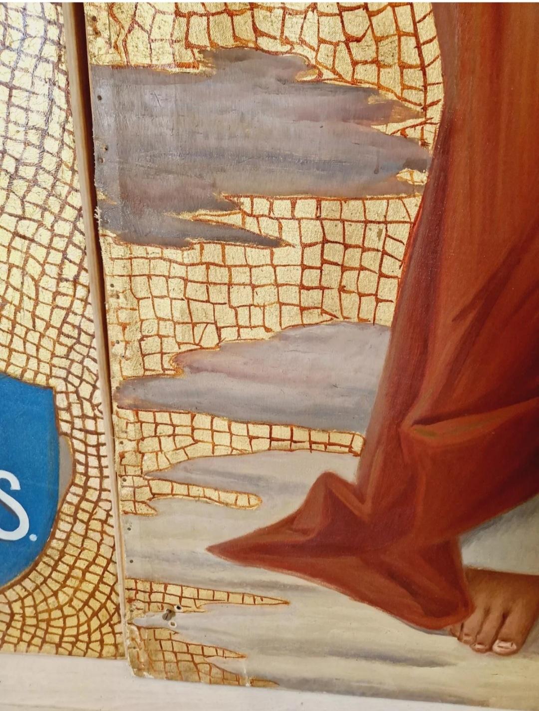 Antiguo tríptico de grandes óleos religiosos en venta 5