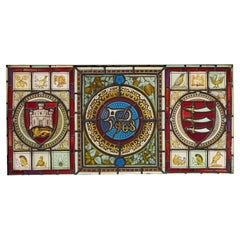 Triptyque ancien de vitraux en plomb