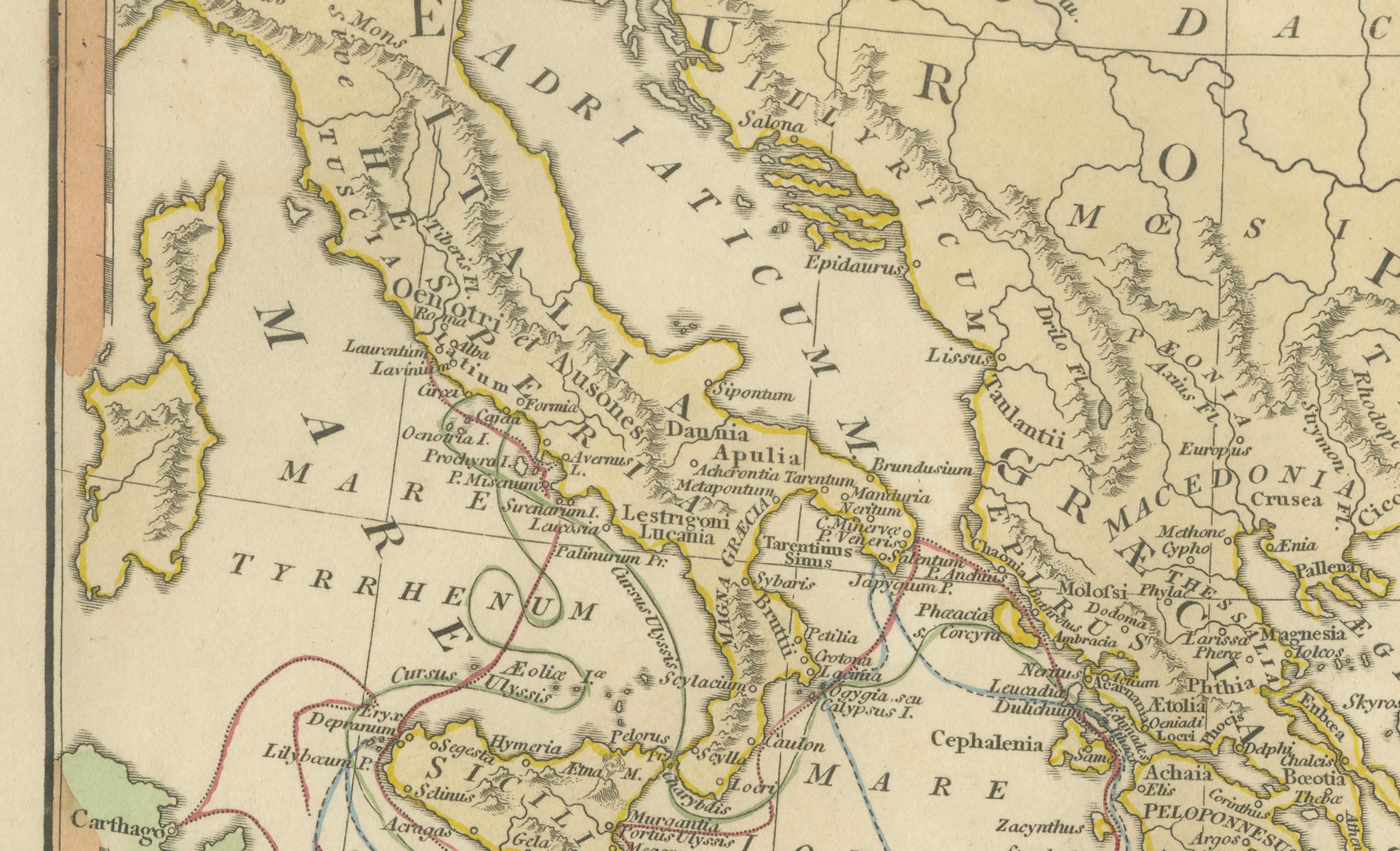 Antique Trojan War Map – Bellum Trojanum Mediterranean, Wilkinson 1815